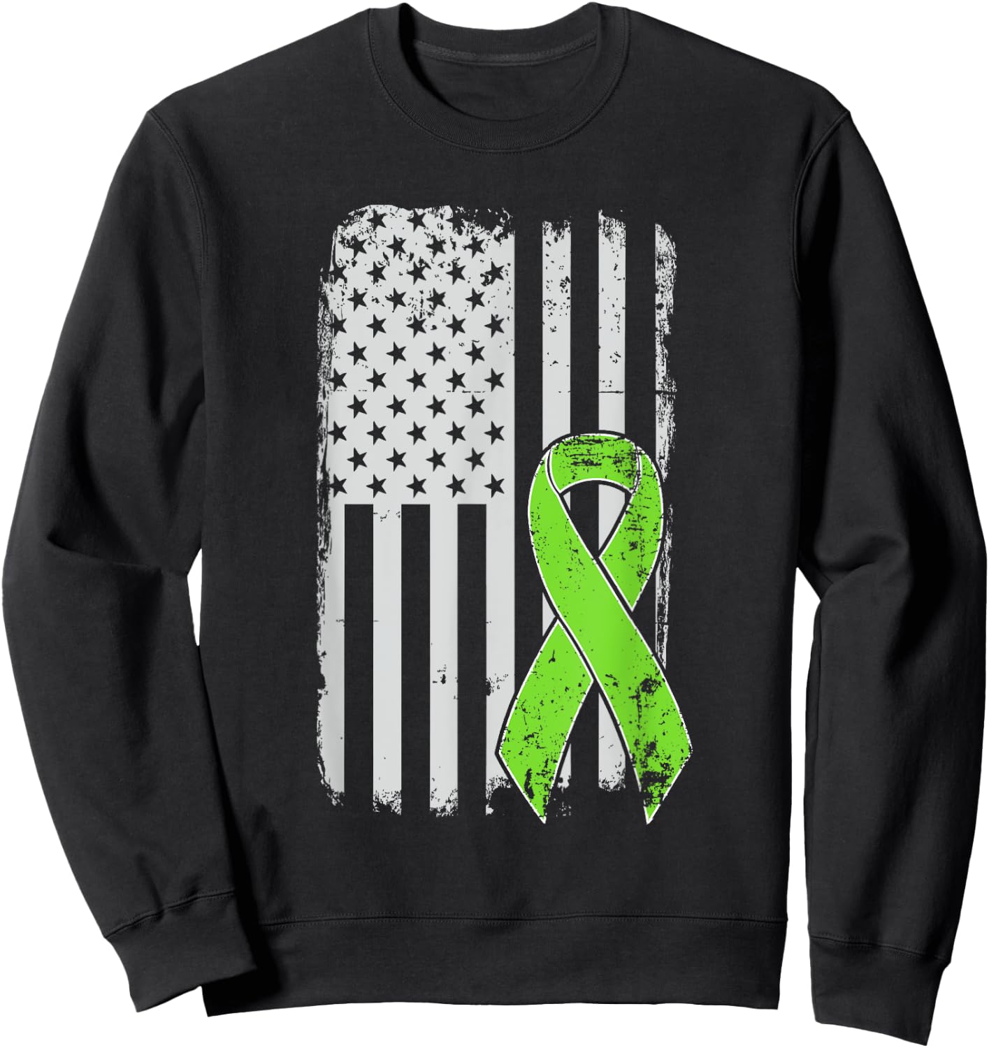 Non-Hodgkins Lymphoma Awareness - Vintage USA American Flag Sweatshirt - Sweatshirt | Black