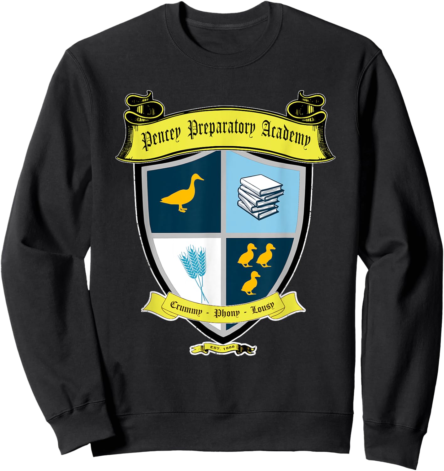 Not Quite Right Pencey Preparatory Academy Crest - Catcher in the Rye -Youth Black Sweatshirt - Sweatshirt | Black
