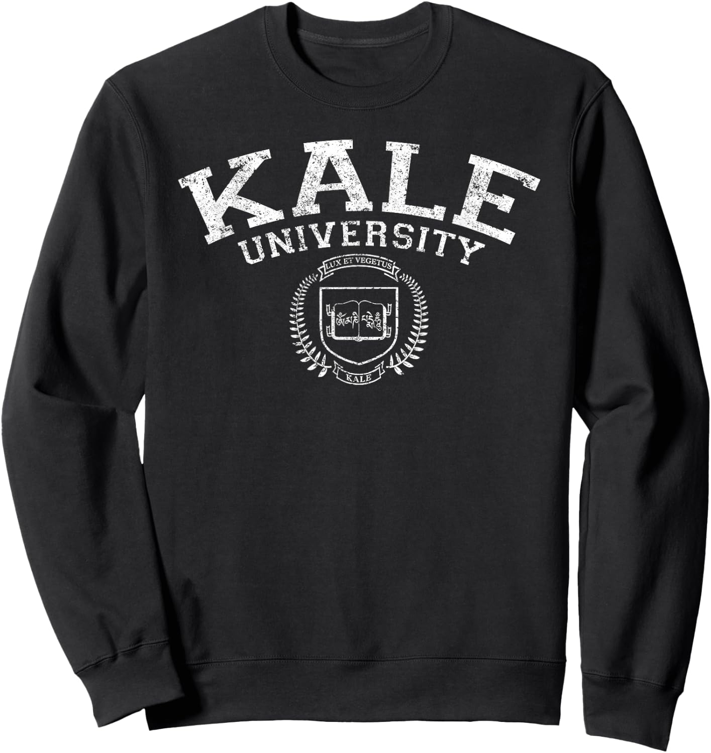 Vintage Kale University Motto Sweatshirt - Sweatshirt | Black