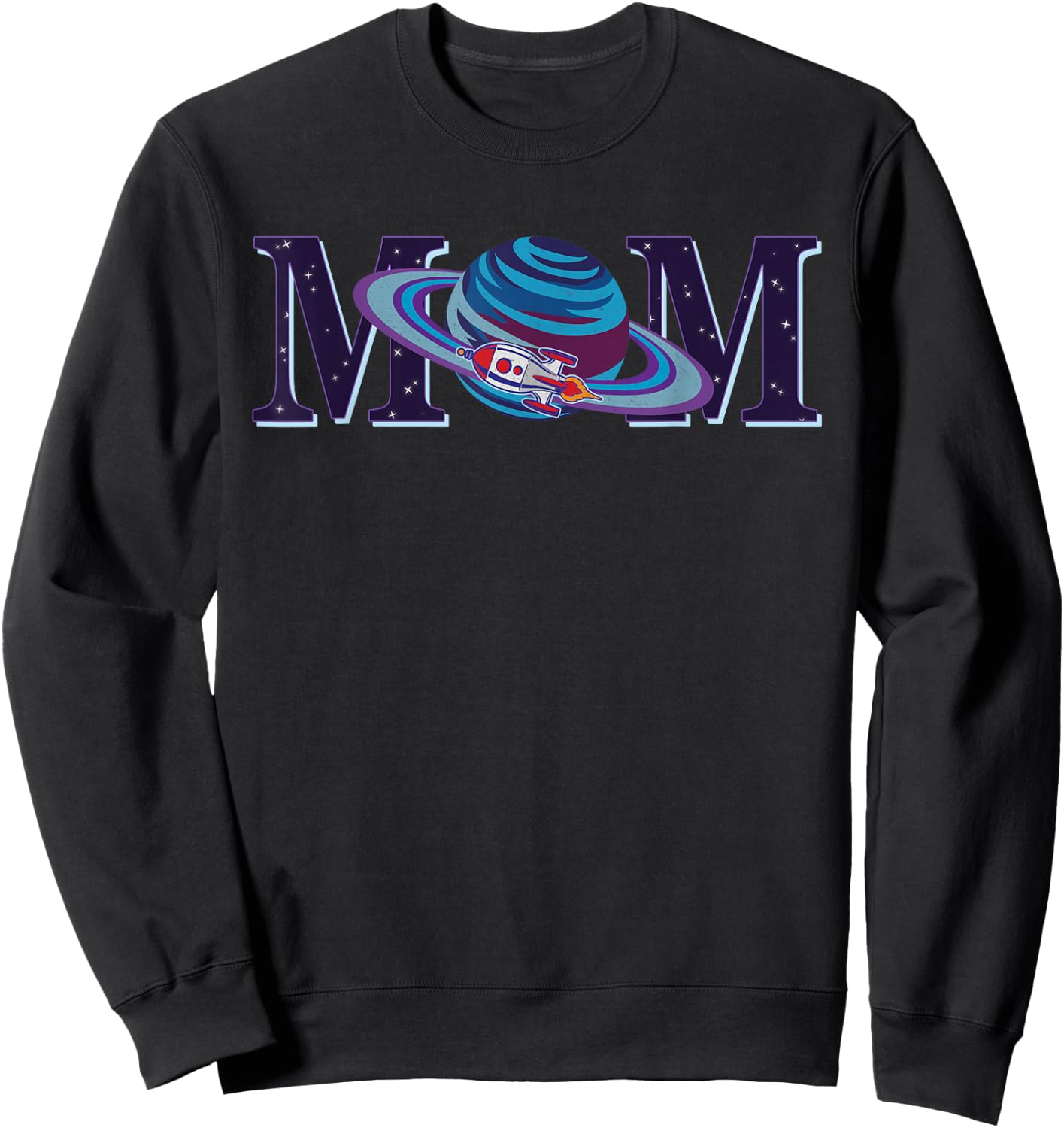Space Mom Family Matching Dad Space Birthday Theme Party Sweatshirt - Sweatshirt | Black