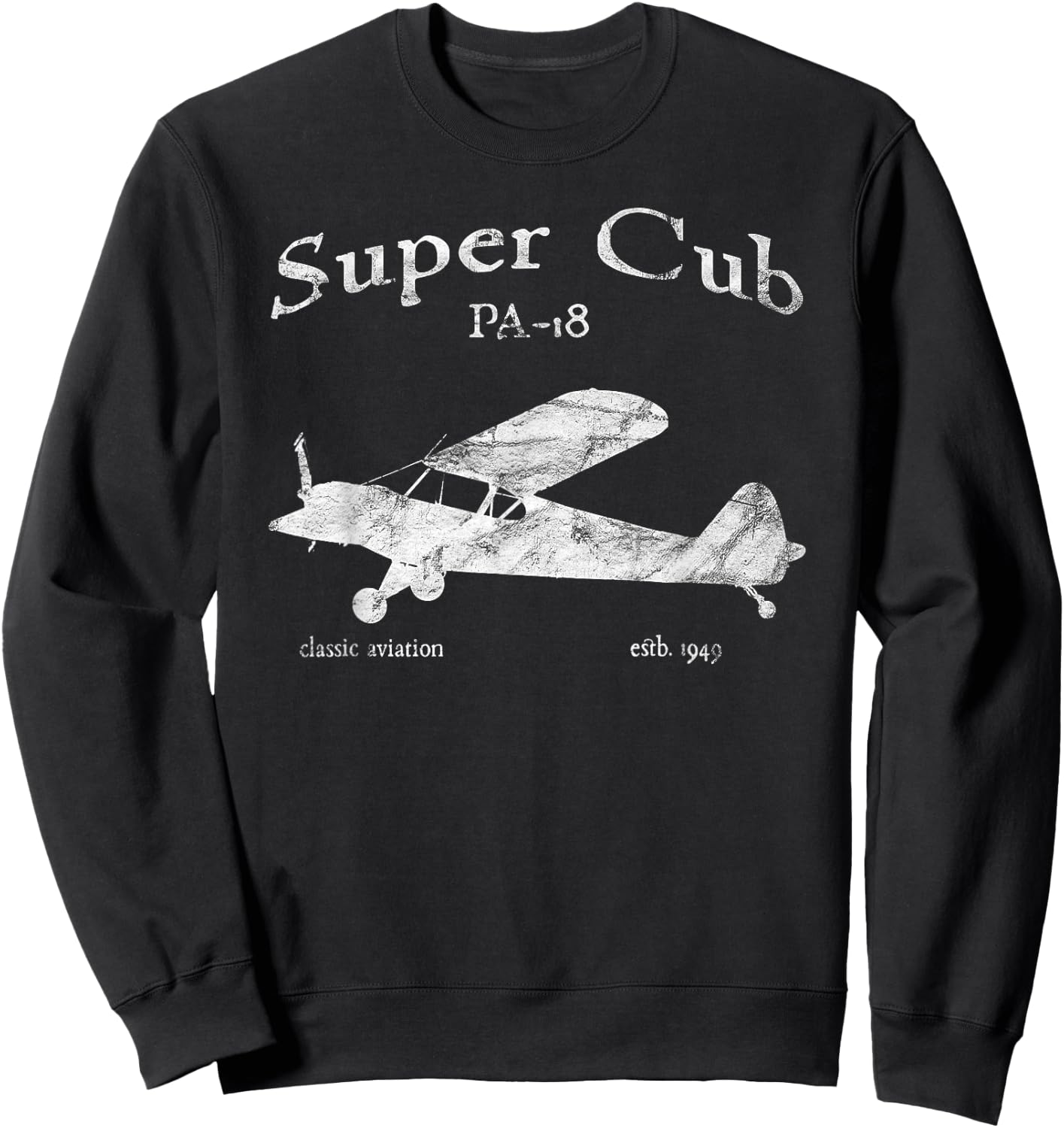 PA-18 Cub Airplane Classic Vintage Aviation Private PIlot Sweatshirt - Sweatshirt | Black