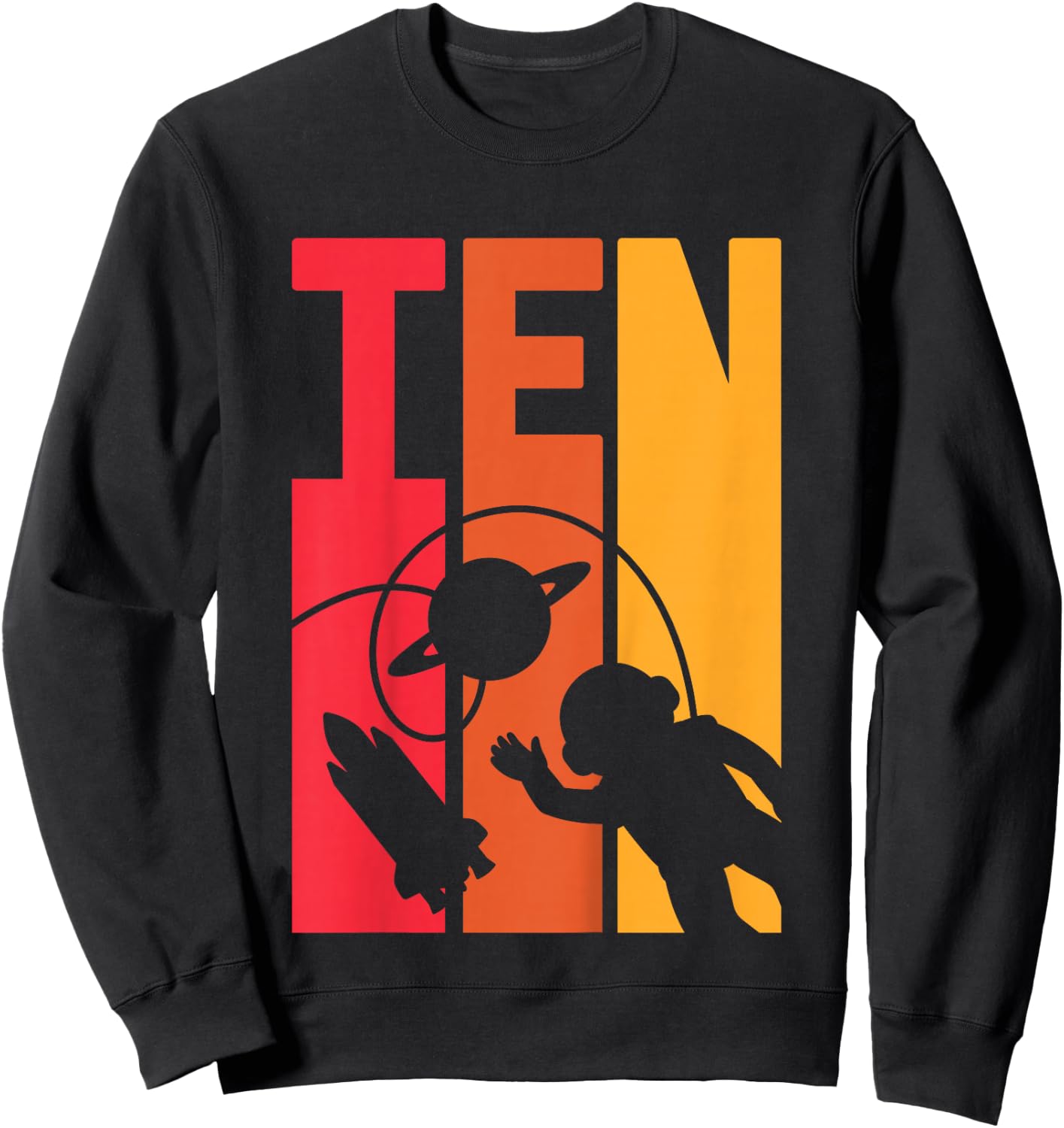 Kids 10 Years Old Birthday Retro Boy Astronaut Space 10th B-Day Sweatshirt - Sweatshirt | Black