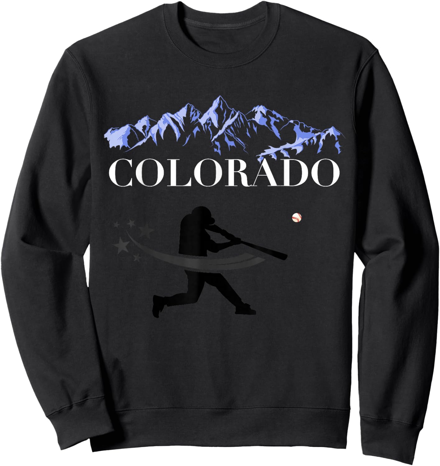 Colorado Rocky Mountain Baseball Player Design Sweatshirt - Sweatshirt | Black