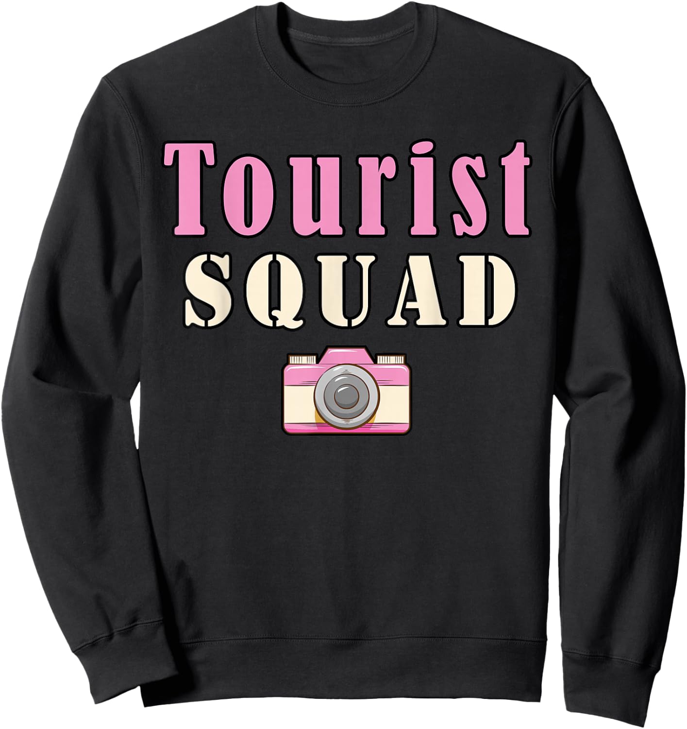Tourist Squad Camera Girl Souvenir Vacation Travel Retro Sweatshirt - Sweatshirt | Black