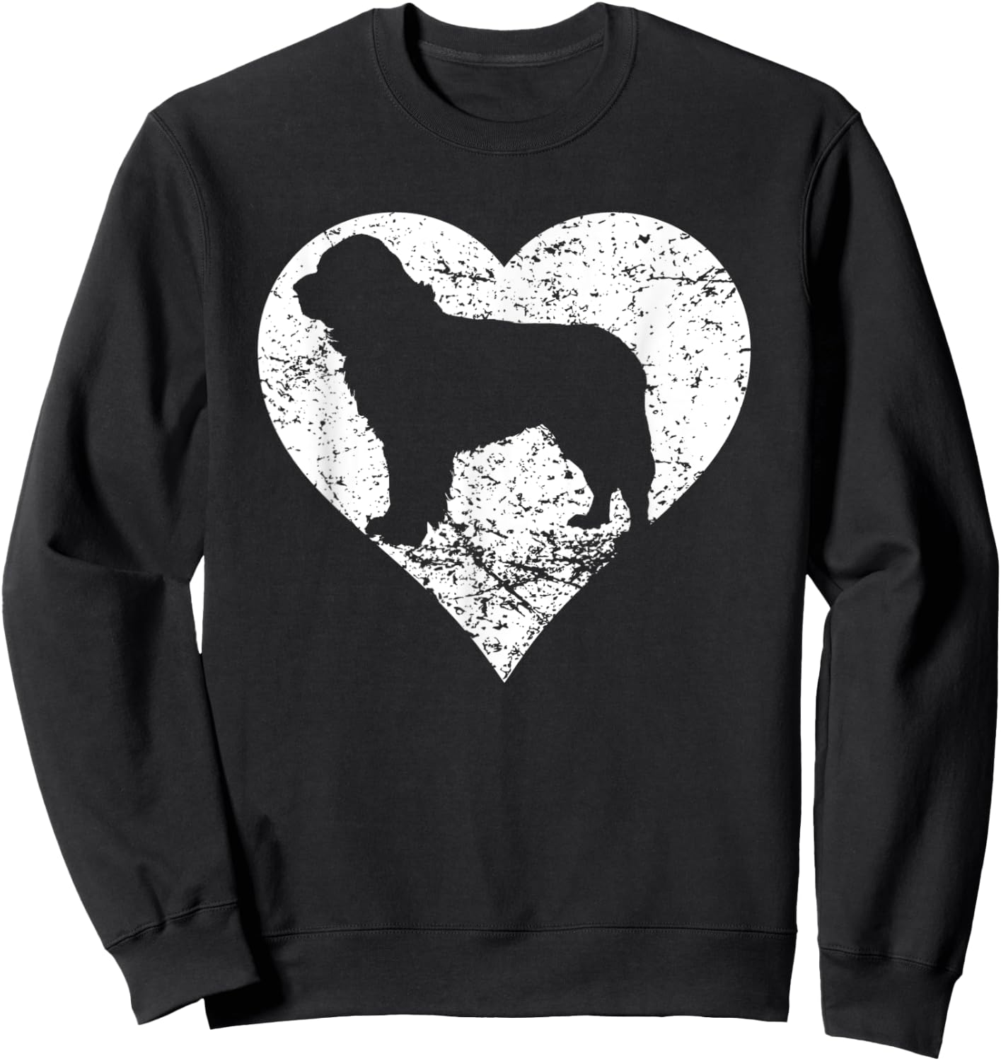 Distressed Newfoundland Heart Dog Owner Graphic Sweatshirt - Sweatshirt | Black