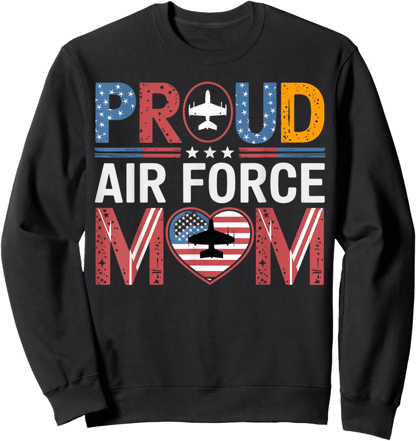 Proud Air Force Mom Flag Mom Air Force Clothing Sweatshirt - Sweatshirt | Black