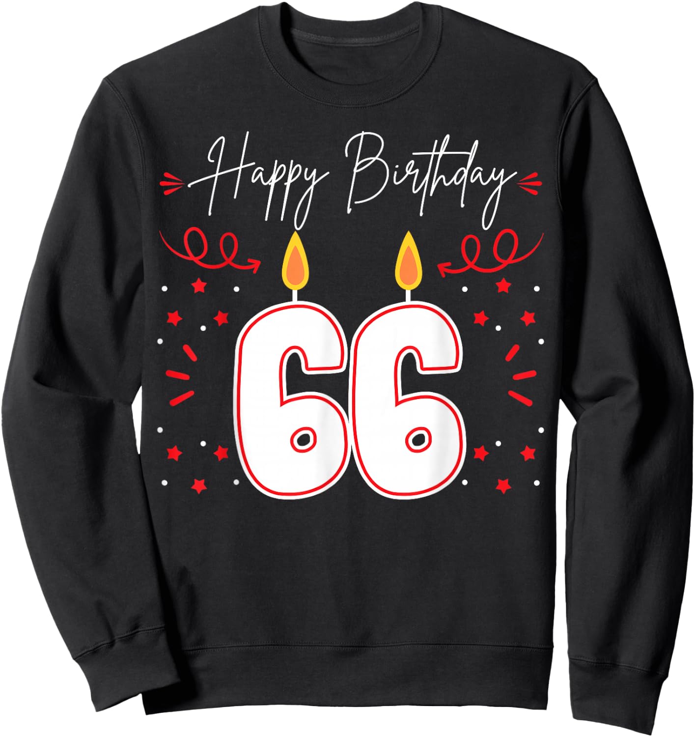 Candle 66 Birthday Party Decoration Wishes Candlelight Cake Sweatshirt - Sweatshirt | Black