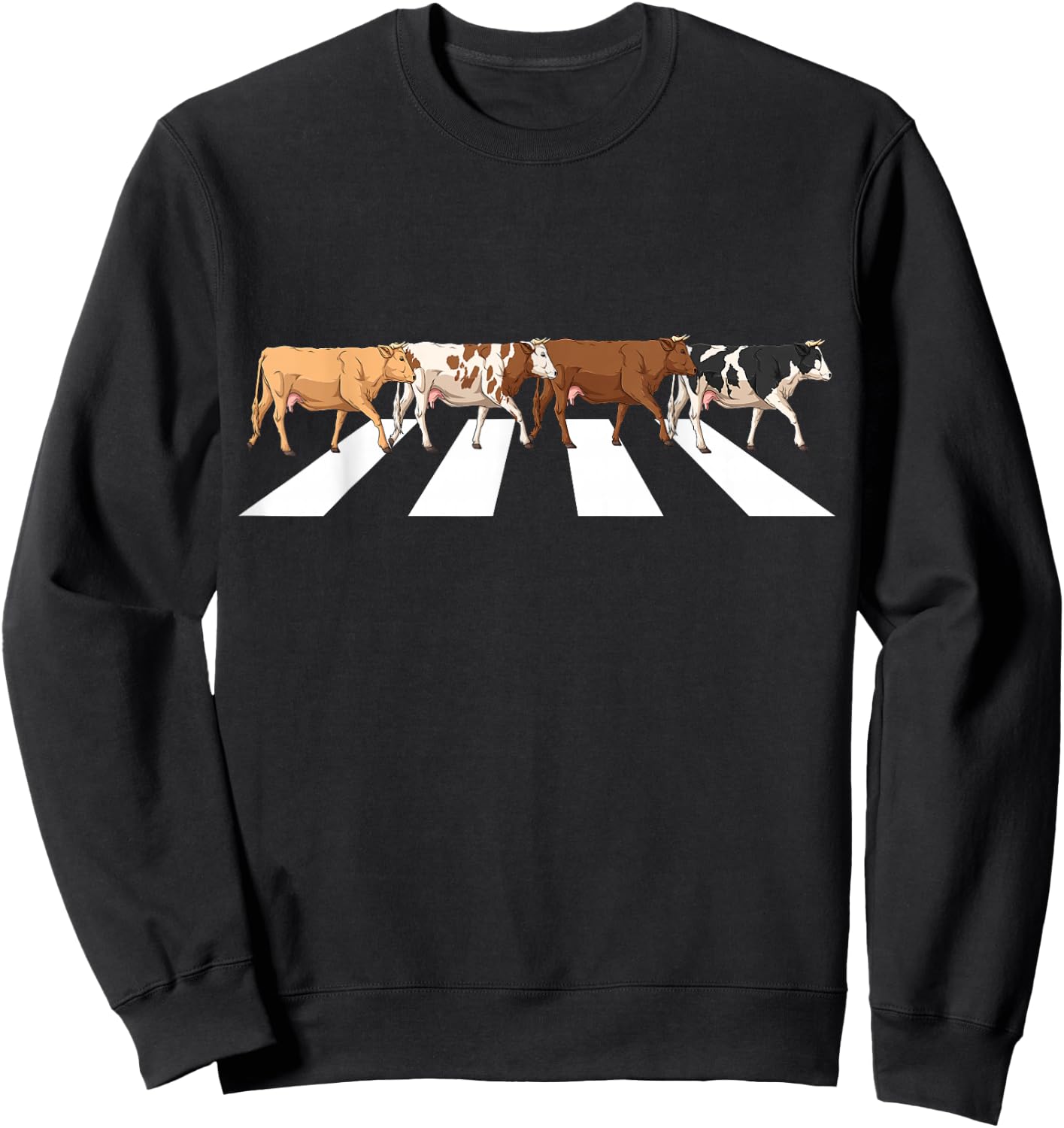 Funny Crosswalk Cows Farming Farm Cow Girl Boy Women Men Kid Sweatshirt - Sweatshirt | Black