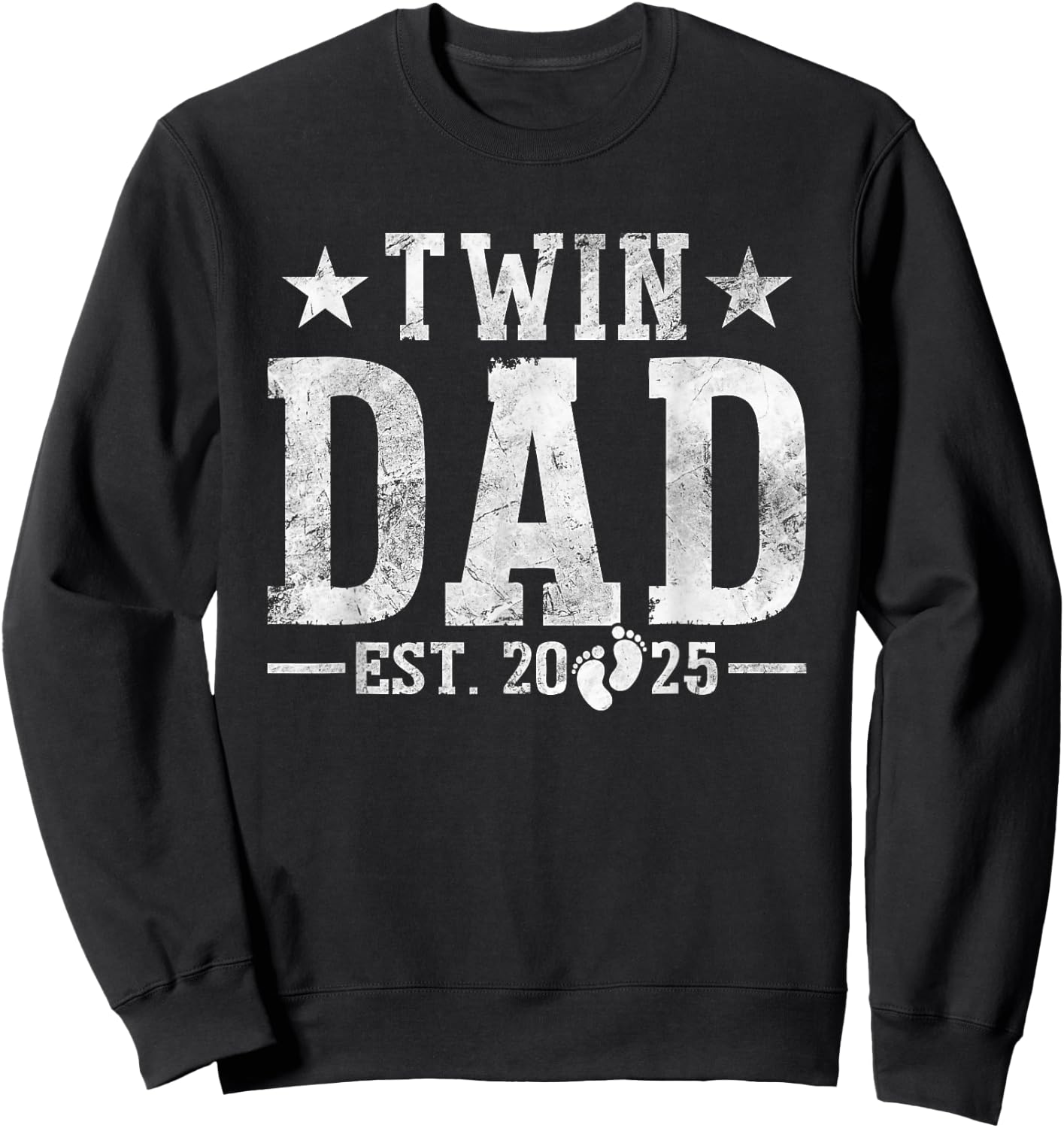 Twin Dad Est. 2025 Fathers Day New Daddy Dad of Twins Sweatshirt - Sweatshirt | Black
