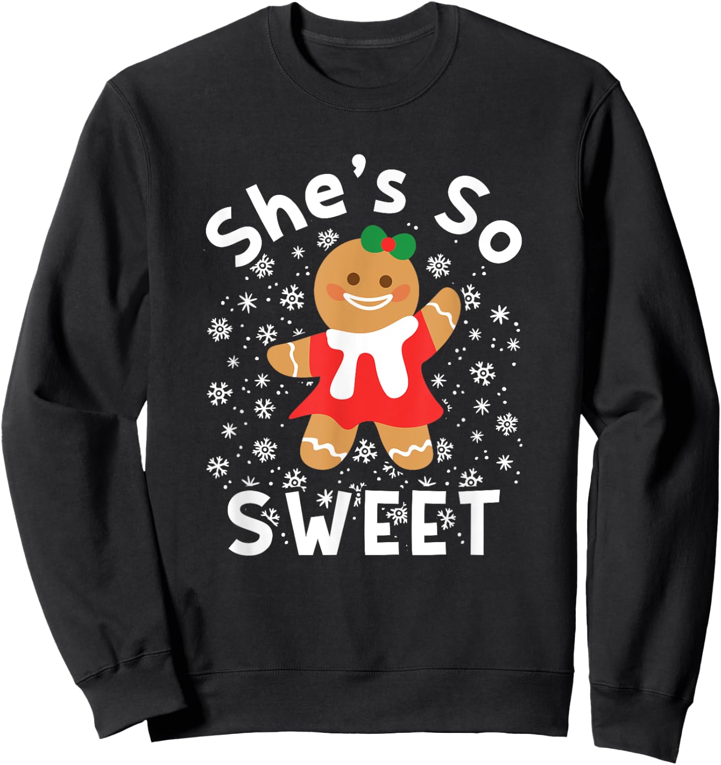 Gingerbread Man Woman Couples Christmas Holiday Matching Sweatshirt - Sweatshirt | Black