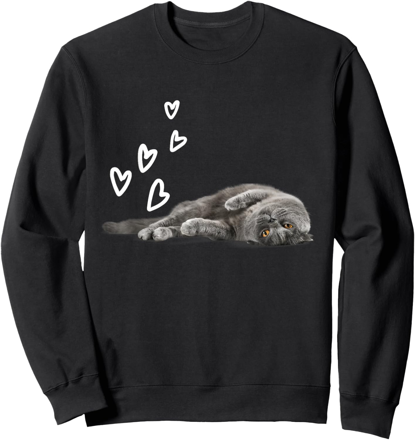 Cat British Shorthair Hearts Love Sweatshirt - Sweatshirt | Black