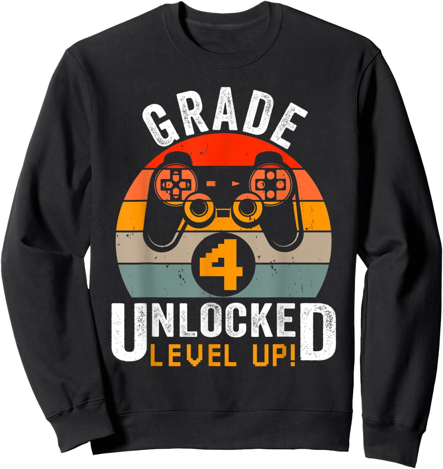 Fourth Grade Unlocked Level Up Gamer Vintage Video Game Sweatshirt - Sweatshirt | Black