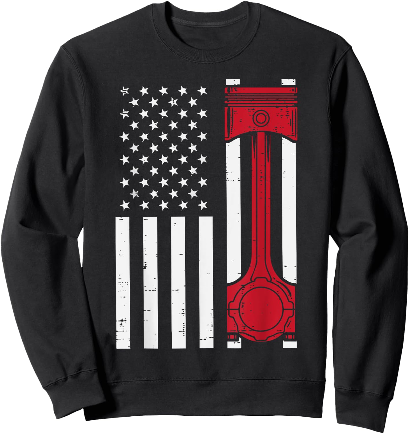 Piston US Flag Car Auto Technician Garage Mechanic Men Dad Sweatshirt - Sweatshirt | Black