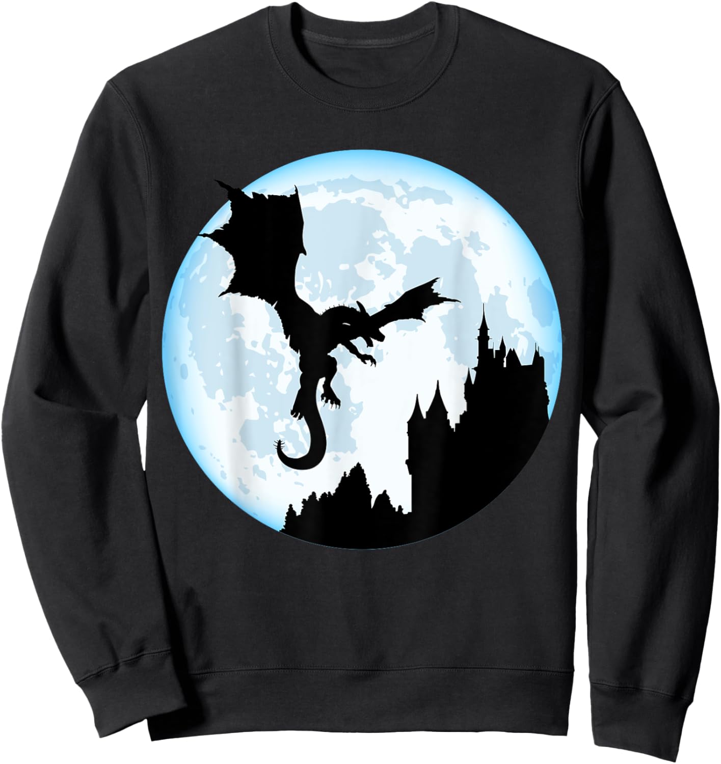 Flying Dragon On The Moon Cool Dragon Lover Dino Lover Gift Sweatshirt - Sweatshirt | Black