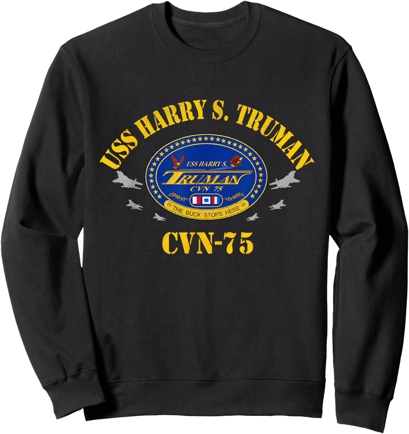 USS Harry S. Truman CVN-75 Aircraft Carrier Veteran Flag Sweatshirt - Sweatshirt | Black