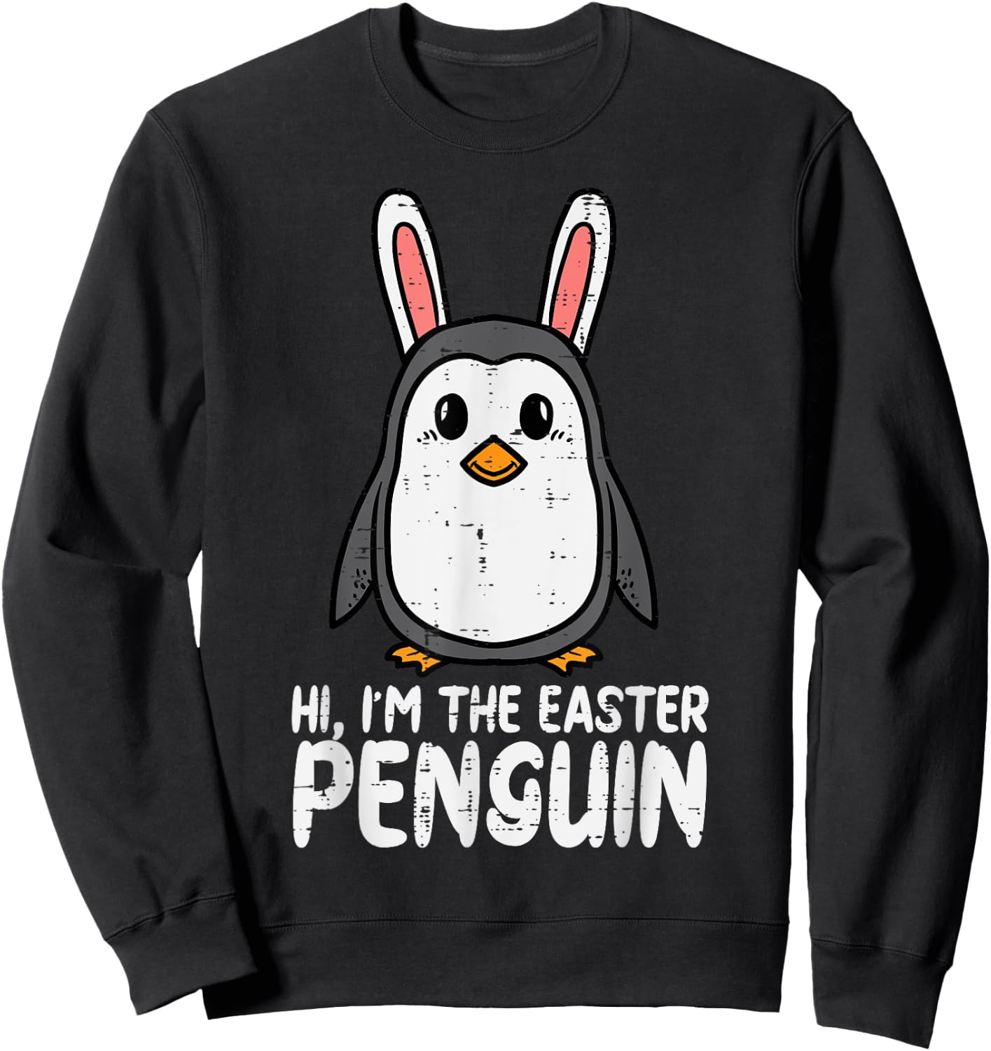 Im The Easter Penguin Cute Bunny Ears Women Boys Girls Kids Sweatshirt - Sweatshirt | Black