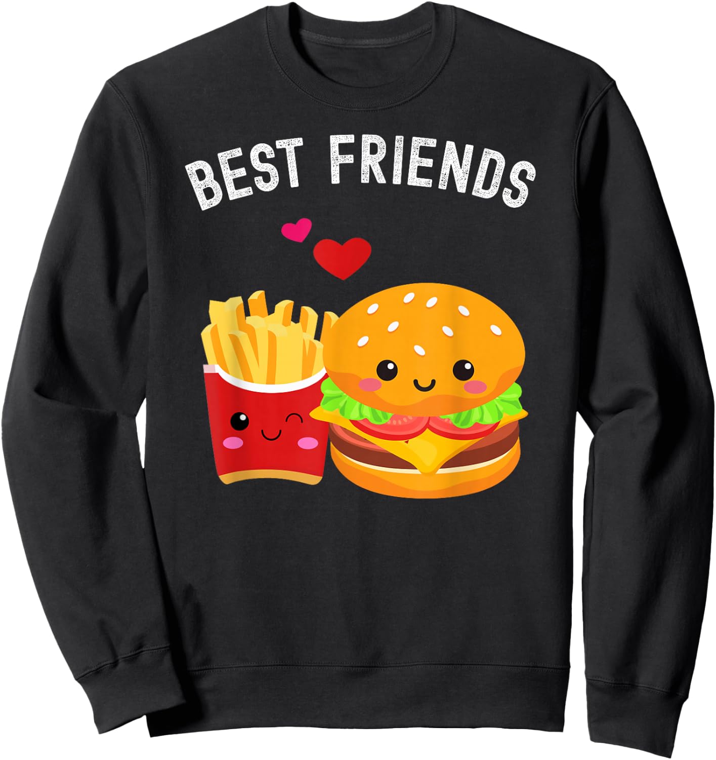 Best Friends Kawaii Burger and Fries Couple Sweatshirt - Sweatshirt | Black