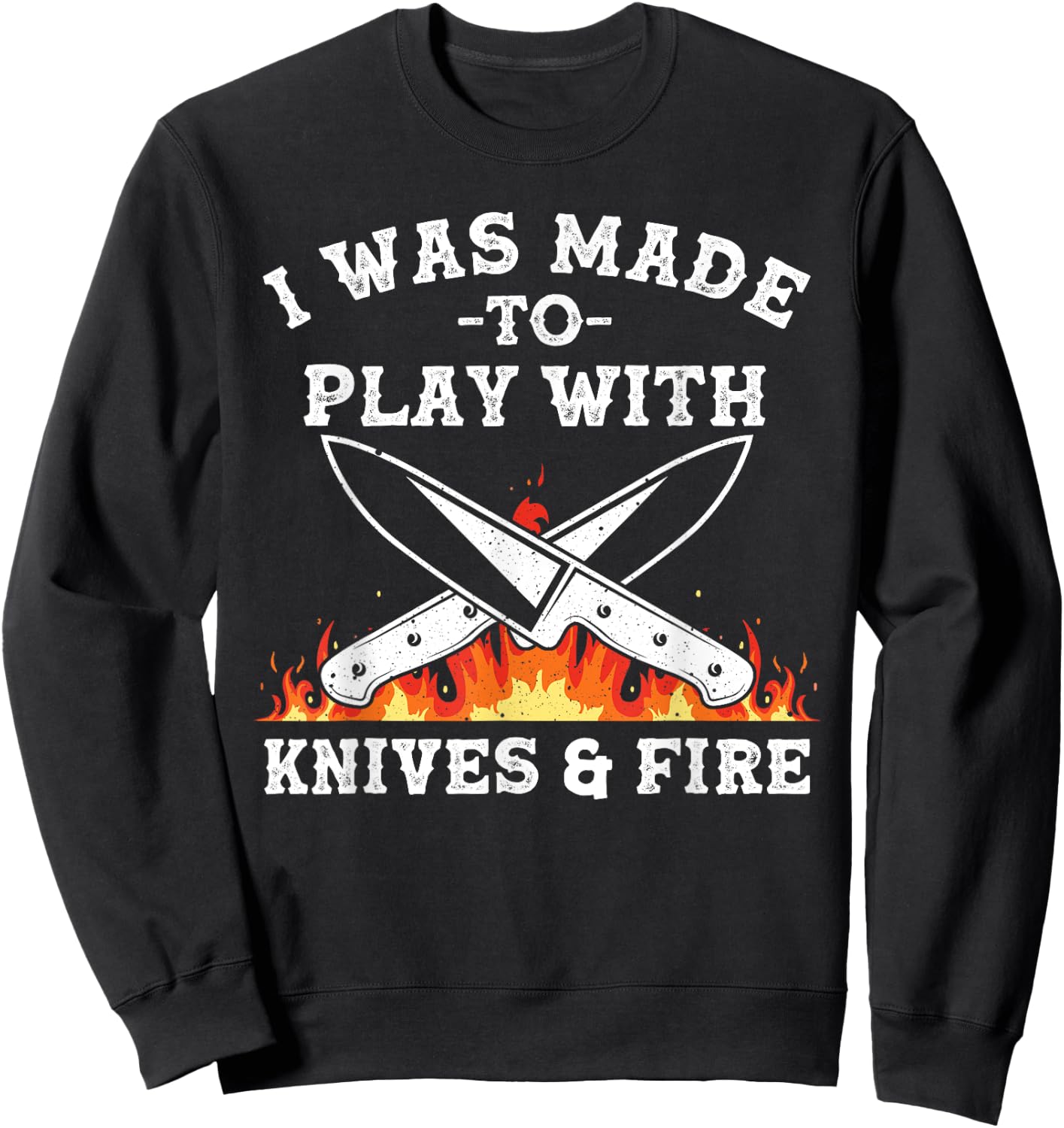 Funny Chef Design Women Knives Play Cooking Lovers Sweatshirt - Sweatshirt | Black