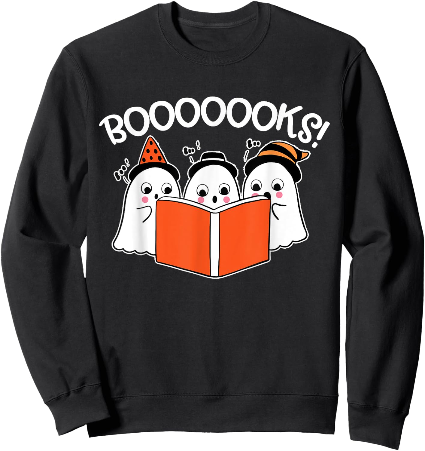 Boooks Lazy DIY Halloween Teacher Funny Ghost Reading Women Kids Sweatshirt - Sweatshirt | Black