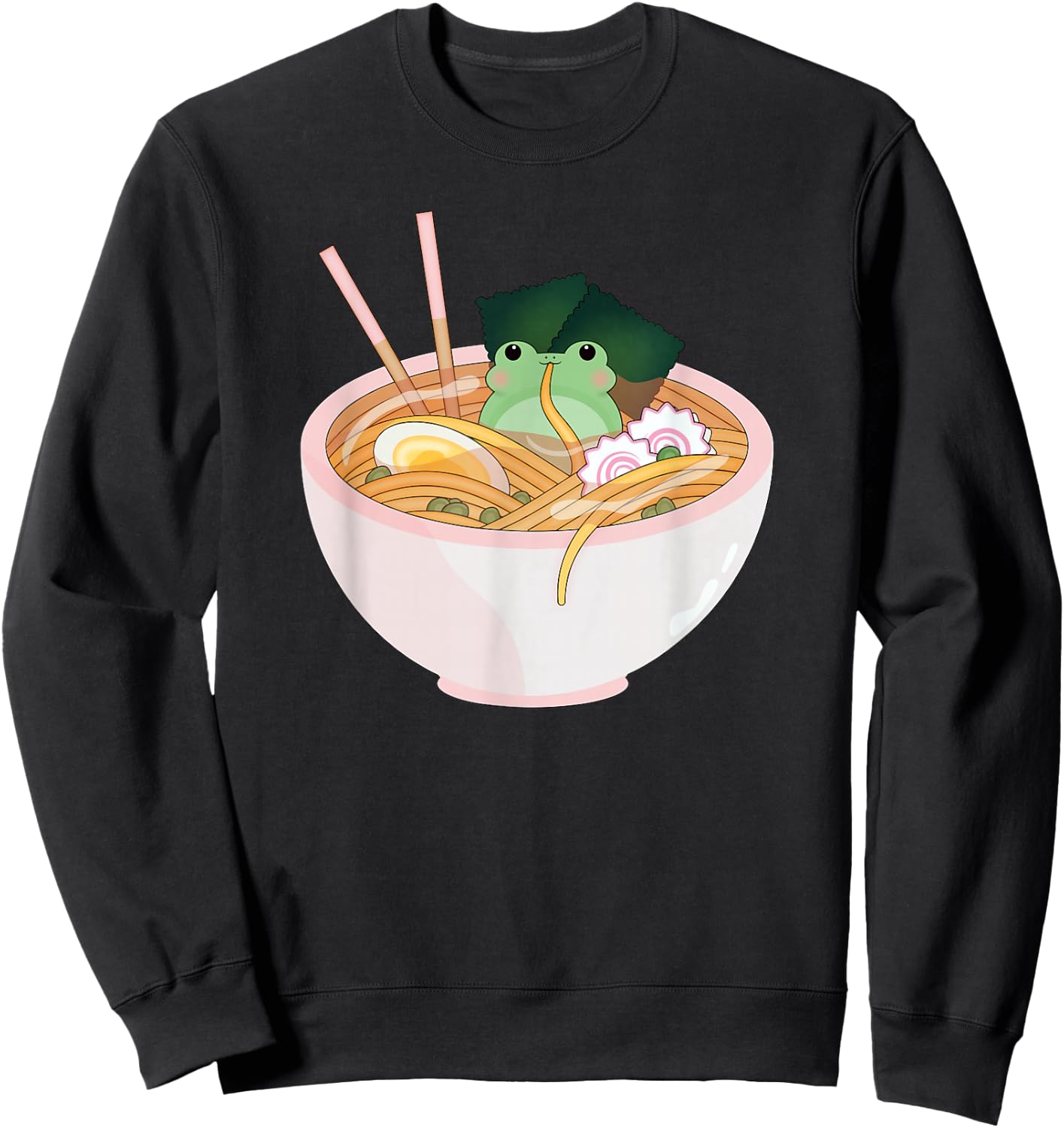 Celestial Carrot Cute Frog Ramen Anime Kids School Anime Fans -Adults Black Short Sleeve Modern Cartoon Small Sweatshirt - Sweatshirt | Black