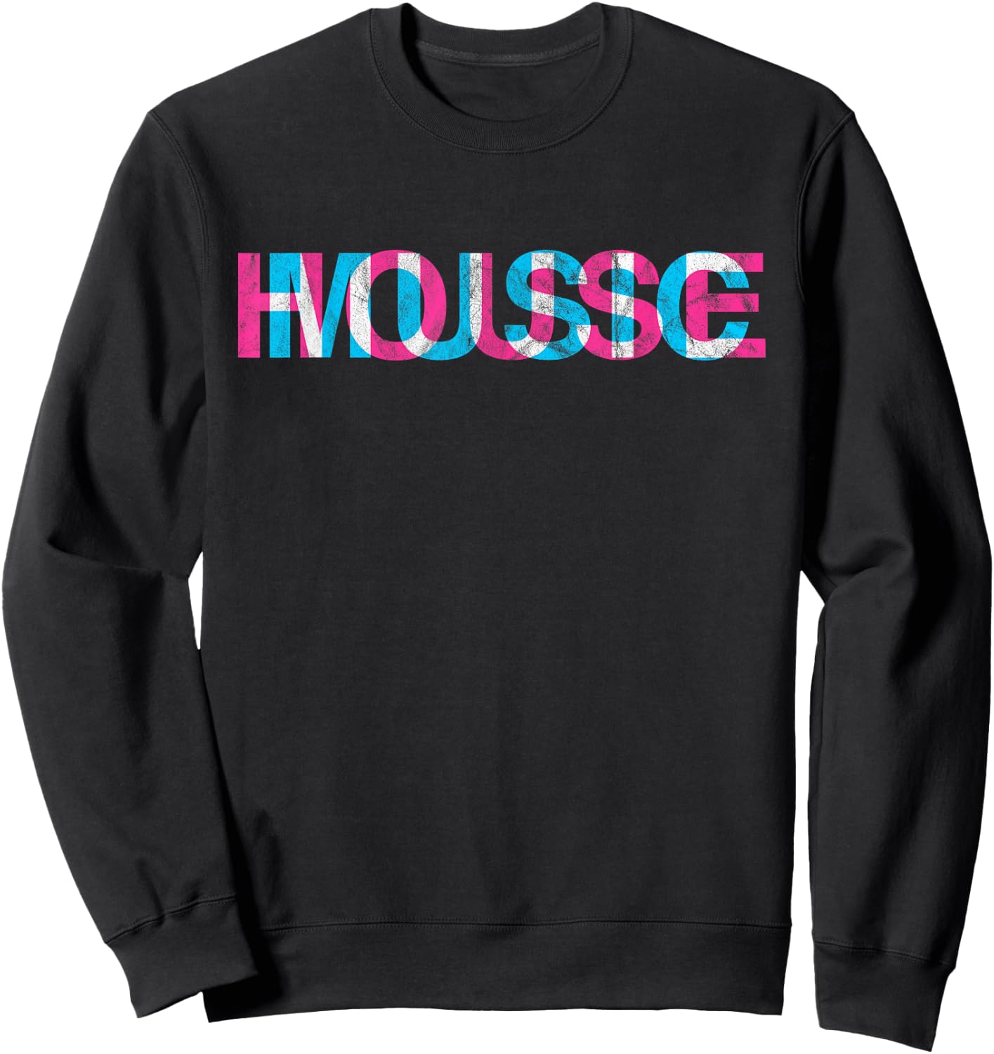 House Music Glitch Optical Illusion - EDM Rave DJ Distressed Sweatshirt - Sweatshirt | Black
