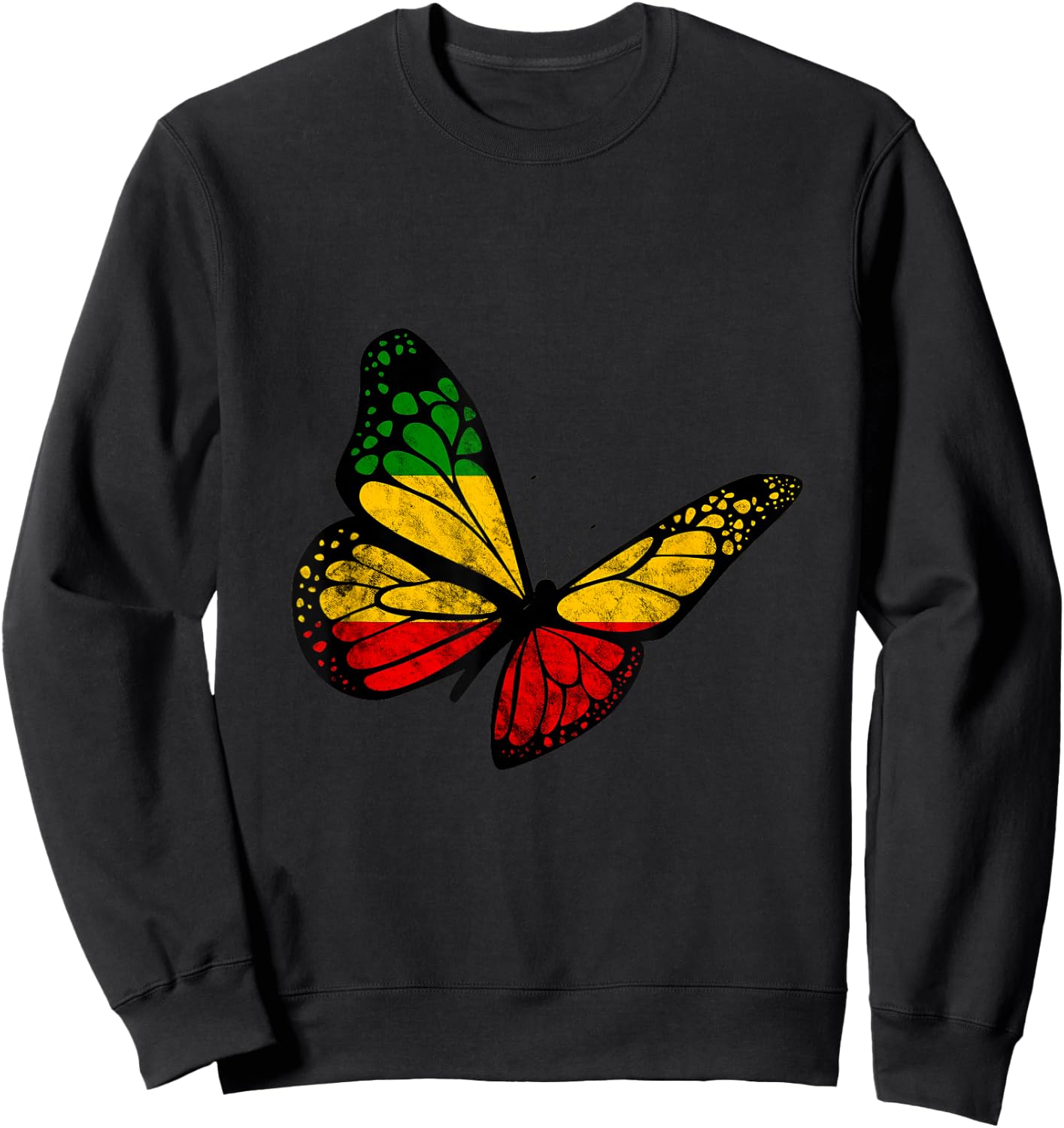 Reggae Butterfly Reggaeton Rastafari Roots Rastafarian Sweatshirt - Sweatshirt | Black