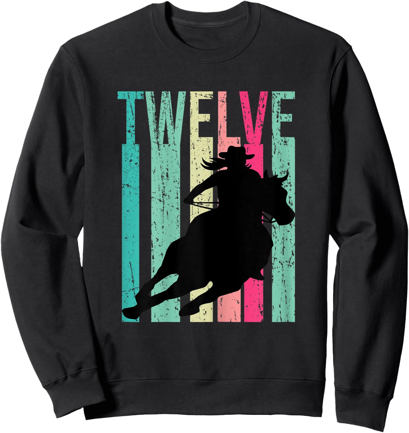 Retro Rodeo 12th Birthday Horse Lover Cowgirl Country 12 Sweatshirt - Sweatshirt | Black