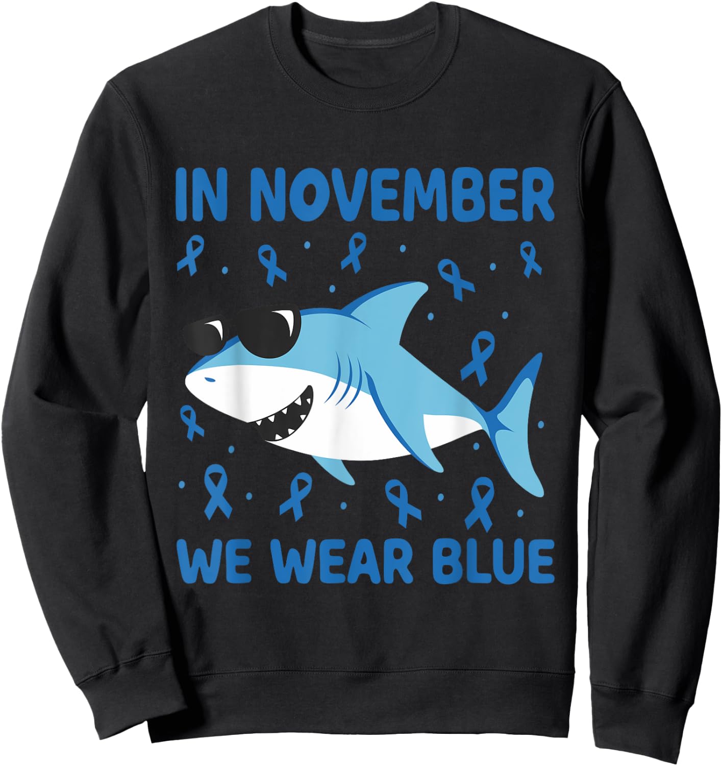 Shark In November We Wear Blue Diabetes Kid Boy Toddler Sweatshirt - Sweatshirt | Black