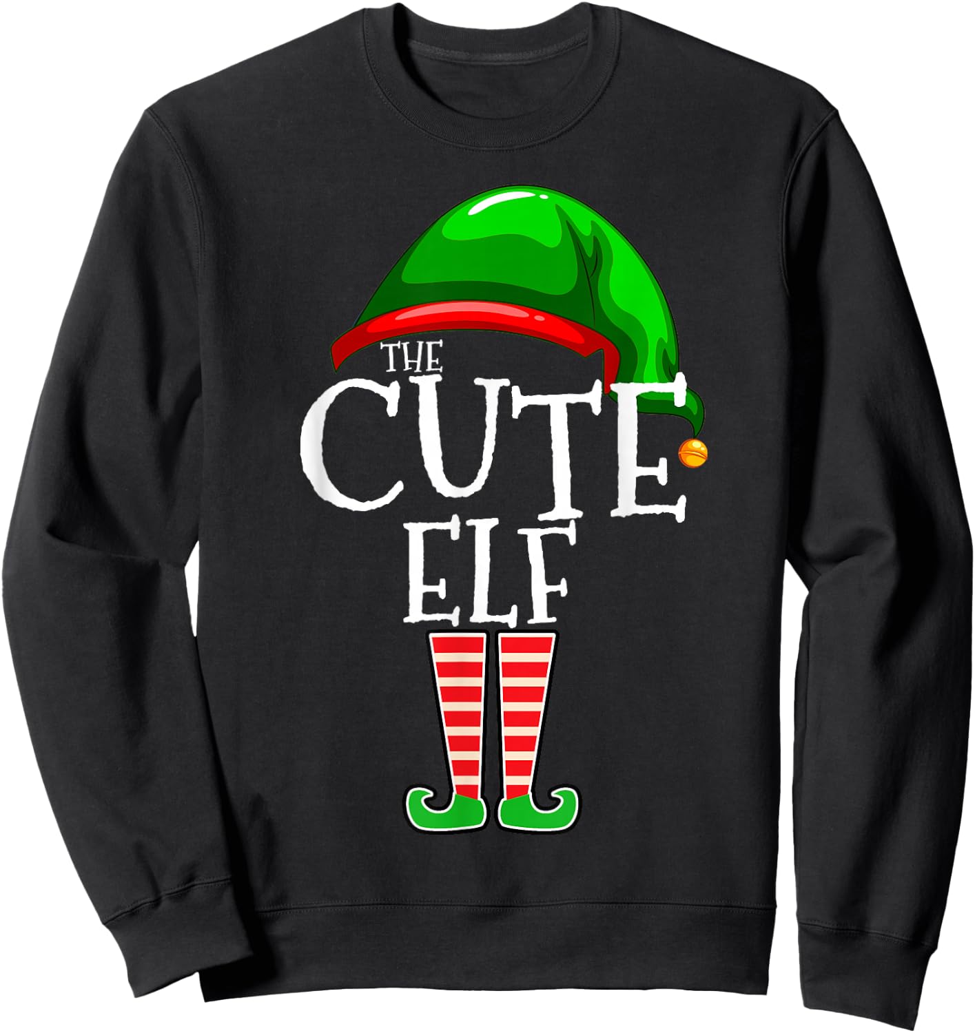 The Cute Elf Group Matching Family Christmas Sweatshirt - Sweatshirt | Black