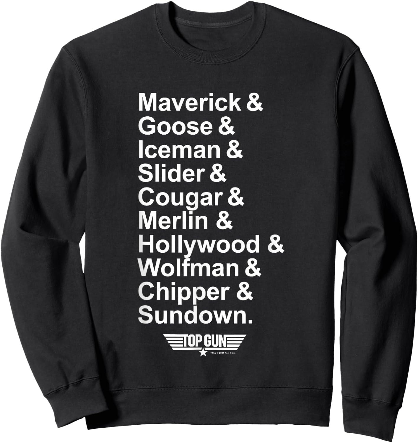 Top Gun Maverick & Goose & Iceman & Slider All Names Logo Sweatshirt - Sweatshirt | Black