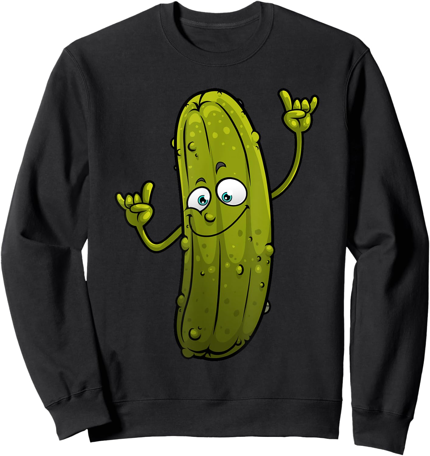 Funny Pickle Designs Women Cucumber Dancing Food Sweatshirt - Sweatshirt | Black