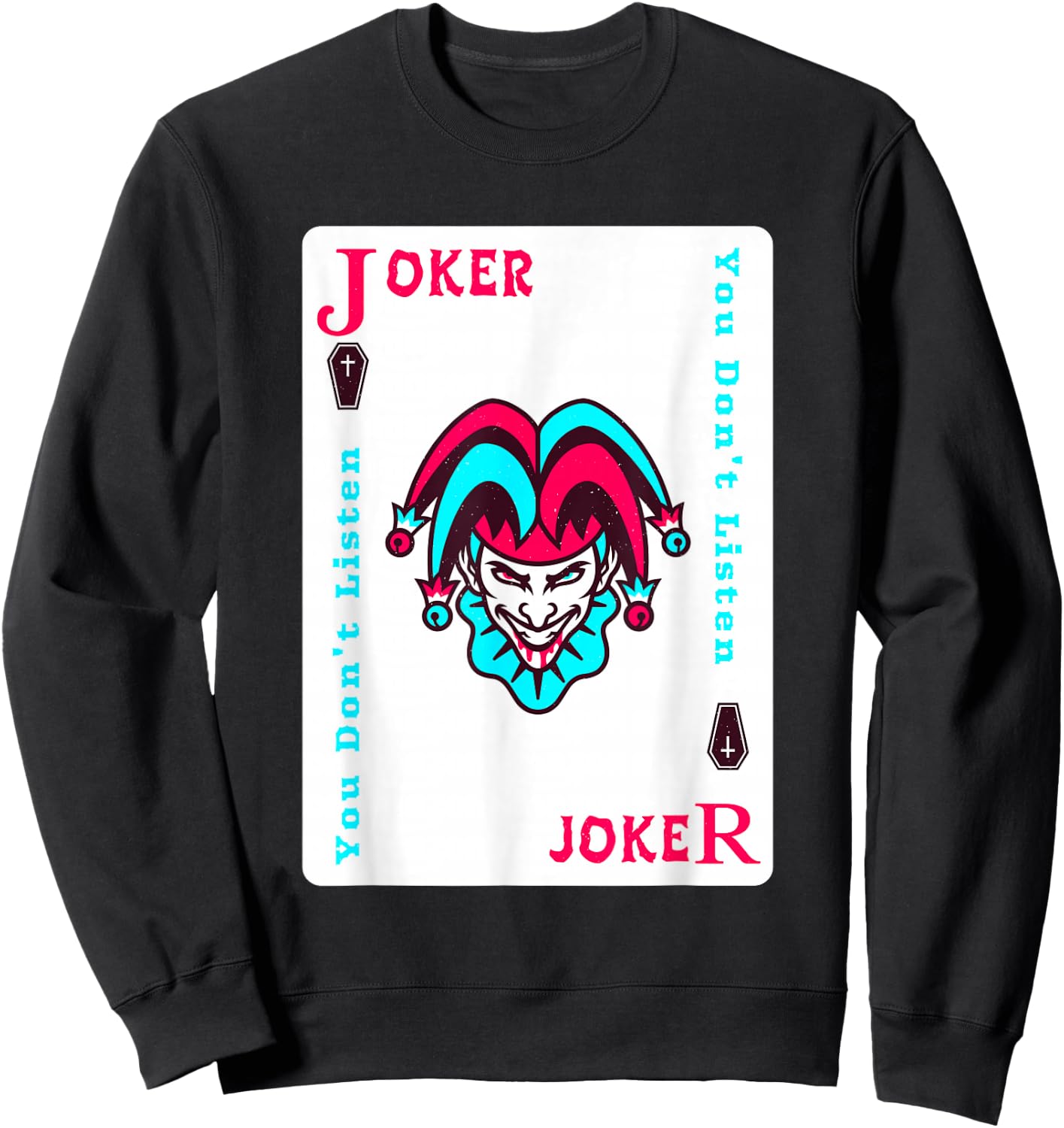 Joker Playing Card Shirt Aesthetic Jester Sweatshirt - Sweatshirt | Black