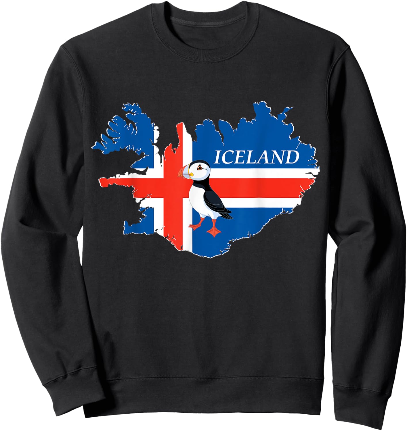 Iceland Puffin Bird and Atlantic Card Sweatshirt - Sweatshirt | Black