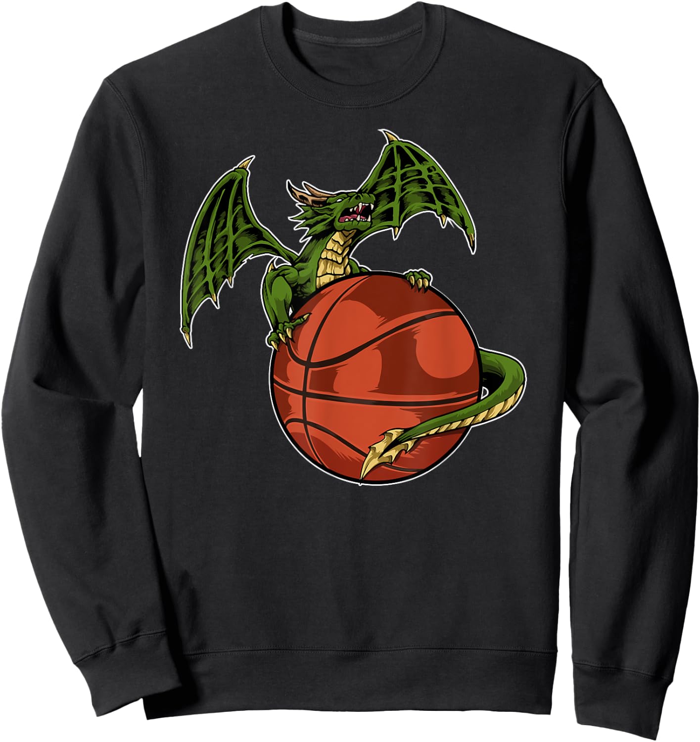 Cool Basketball Dragon Sitting On BBall Fantasy Sweatshirt - Sweatshirt | Black