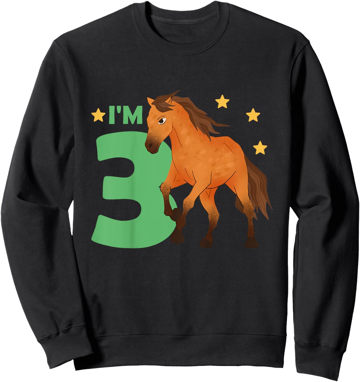 Children 3rd Birthday Horse Three Years Old Rider Sweatshirt - Sweatshirt | Black