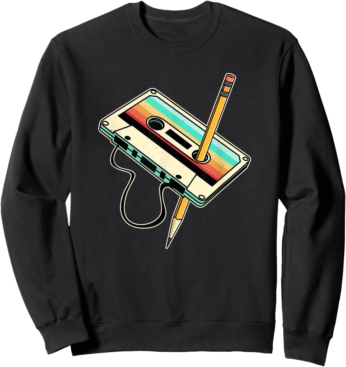80s 90s Retro Party Costume Nostalgia Cassette Sweatshirt - Sweatshirt | Black