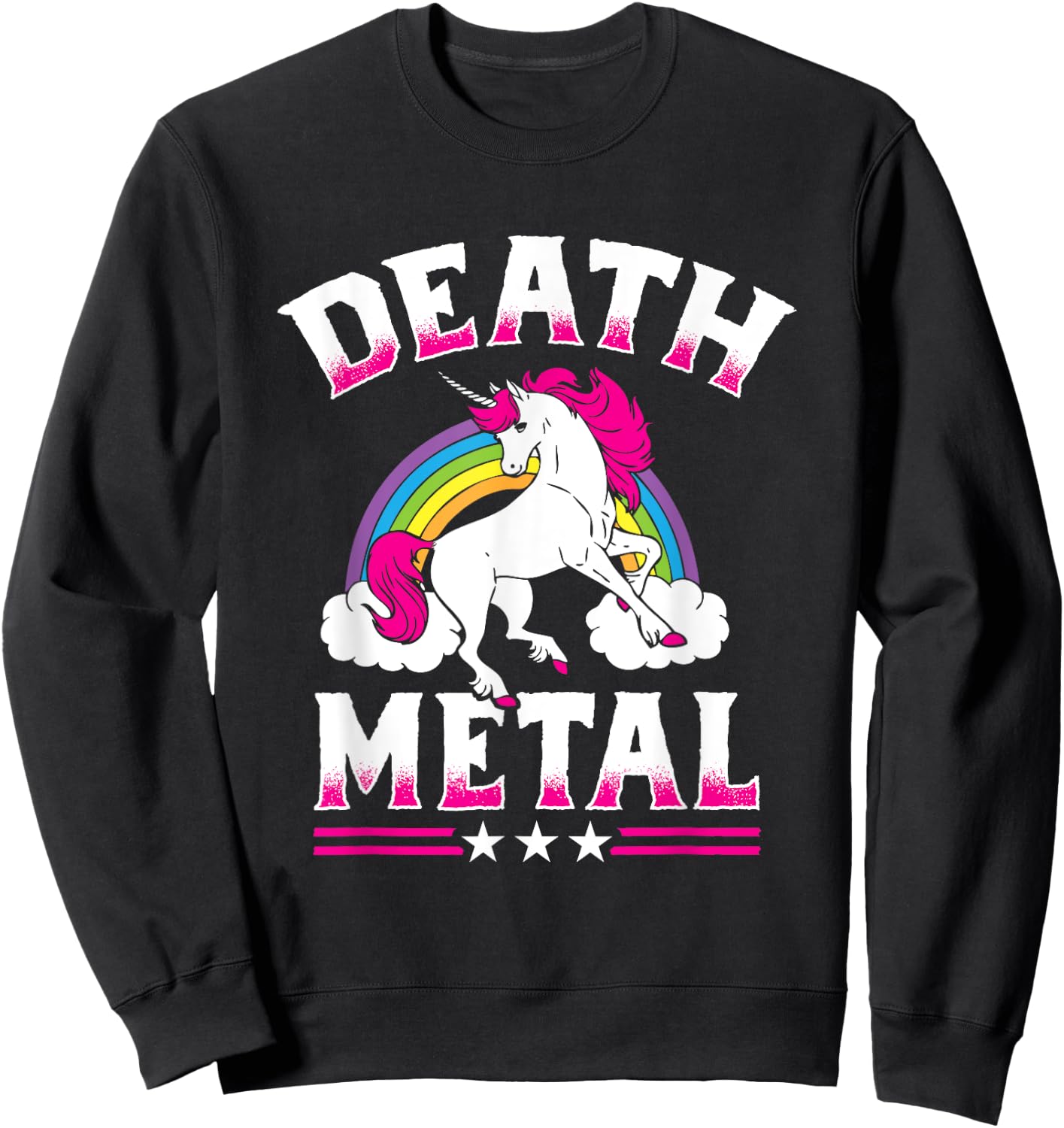 Death Metal Rainbow and Unicorn Heavy Rock Music Lover Gift Sweatshirt - Sweatshirt | Black