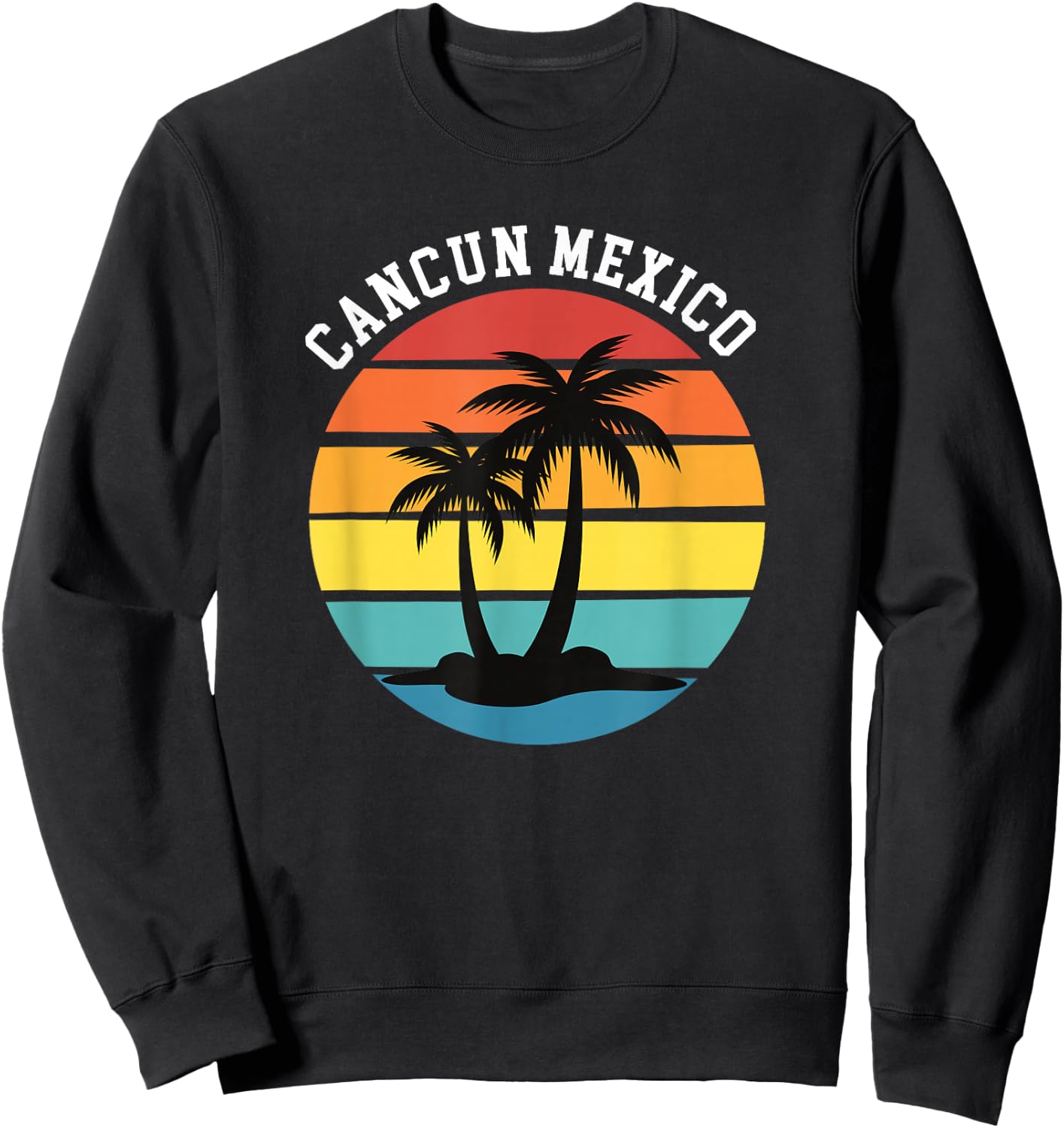 Can Cun Mexico Sunset Palm Trees Vacation Sweatshirt - Sweatshirt | Black