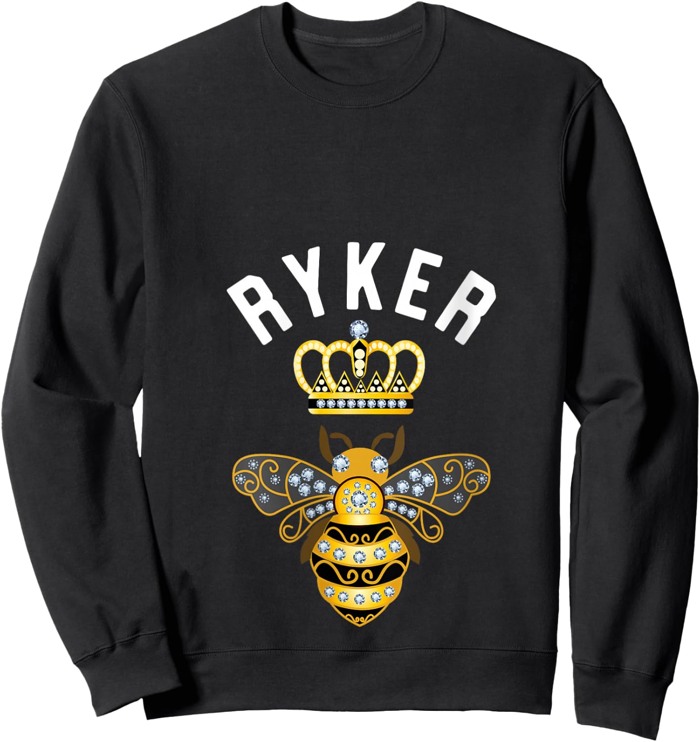 Ryker Name Ryker Birthday Gifts Queen Crown Bee Ryker V-Neck Sweatshirt - Sweatshirt | Black