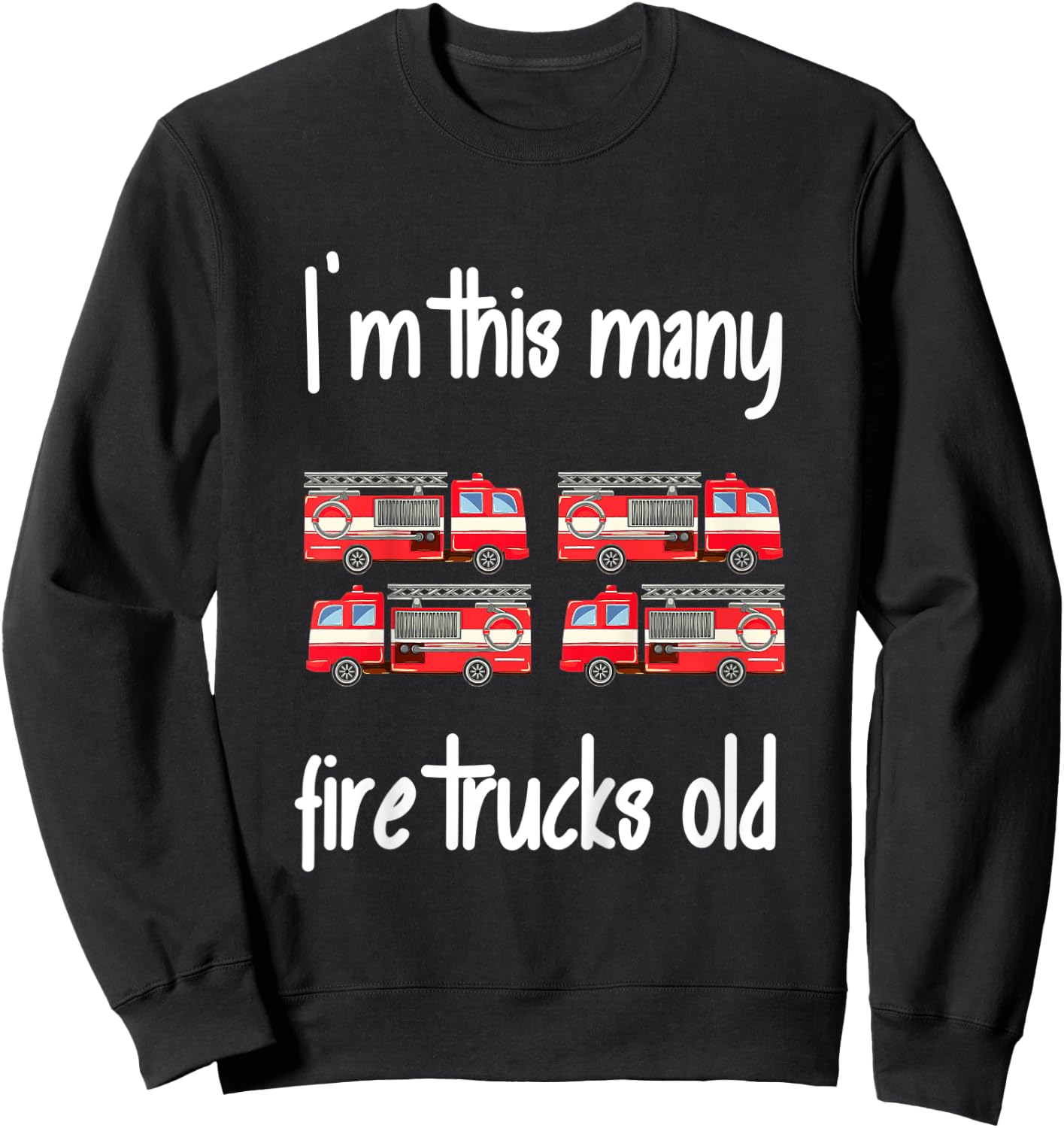 Kids Fire Truck Birthday 4 Years Old 4th Birthday Firefighter Sweatshirt - Sweatshirt | Black