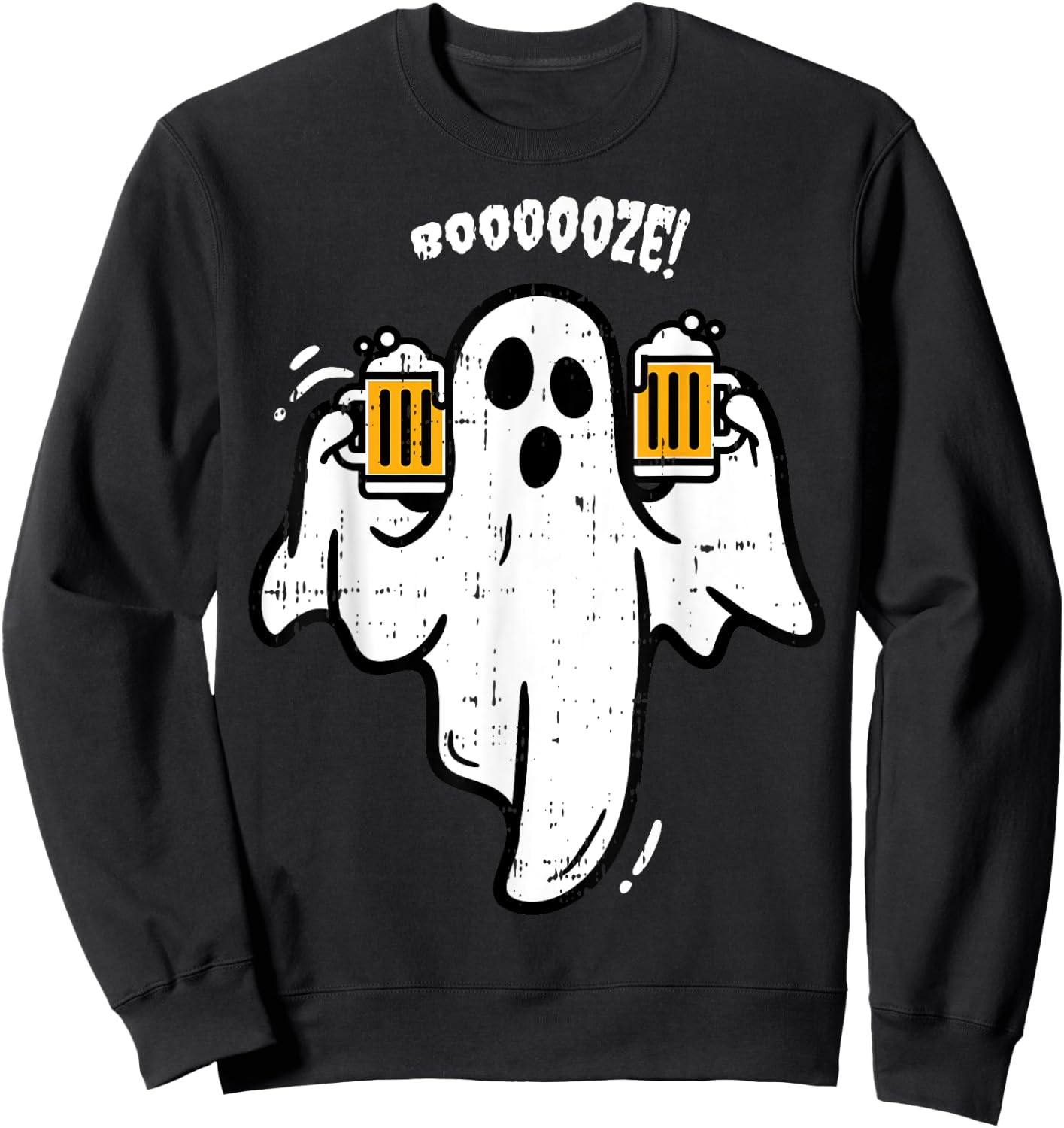 Booze Boo Ghost Drinking Beer Costume Easy Halloween Gifts Sweatshirt - Sweatshirt | Black