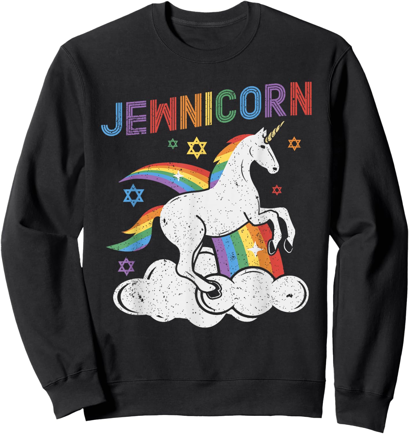 Jewnicorn Funny Jewish Unicorn Chanukah Girls Hanukkah Women Sweatshirt - Sweatshirt | Black
