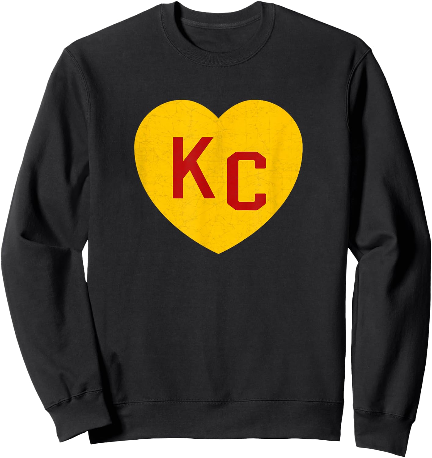 Yellow Red KC Heart KC Kansas City Love Hearts KC Heart Icon Sweatshirt - Sweatshirt | Black