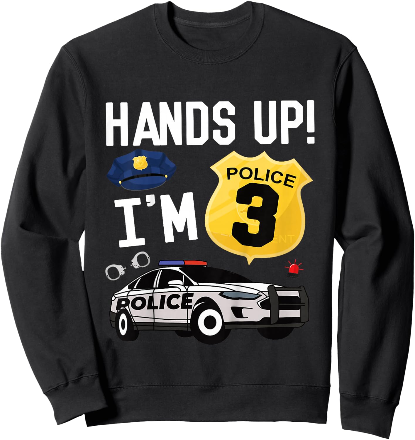 Kids 3rd Birthday Policeman Boy Three Year Old Police Officer Sweatshirt - Sweatshirt | Black