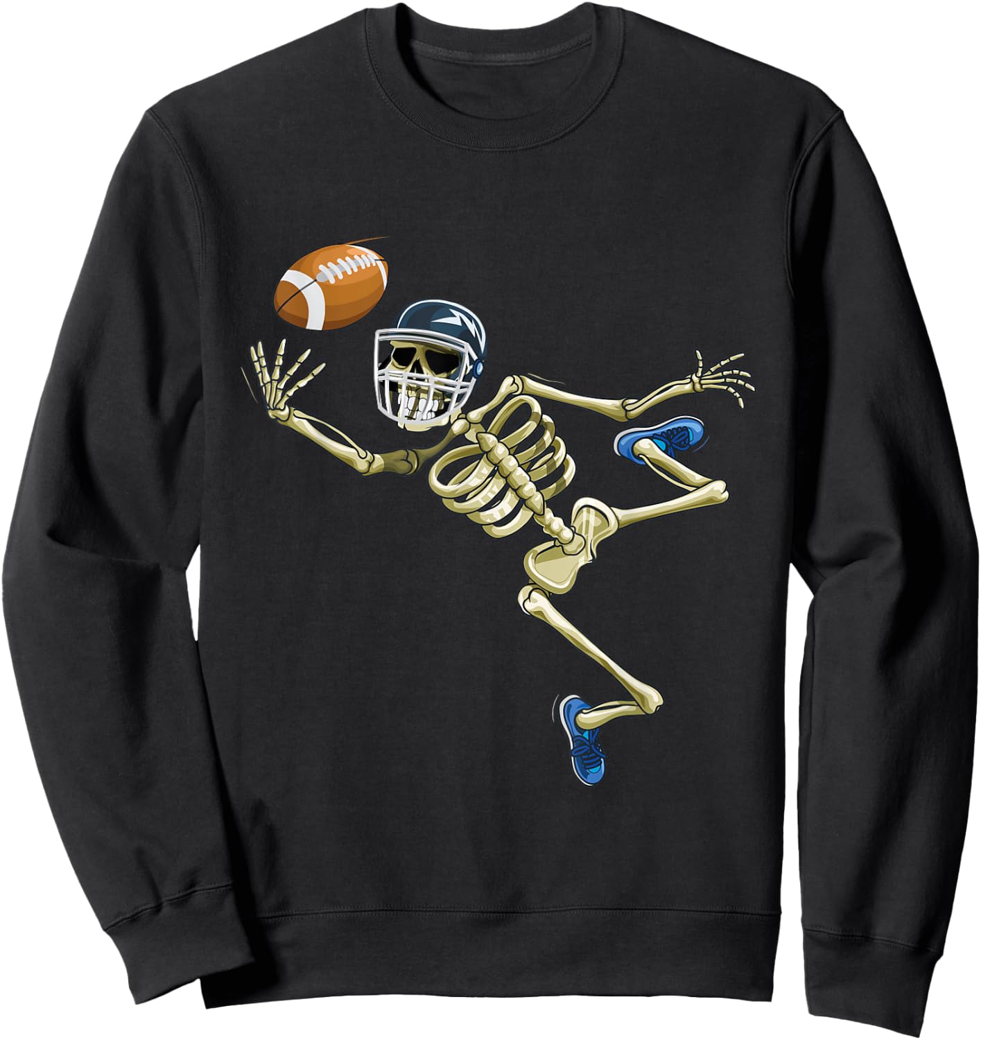 American Football Skeleton Halloween Men Boys Football Fan Sweatshirt - Sweatshirt | Black