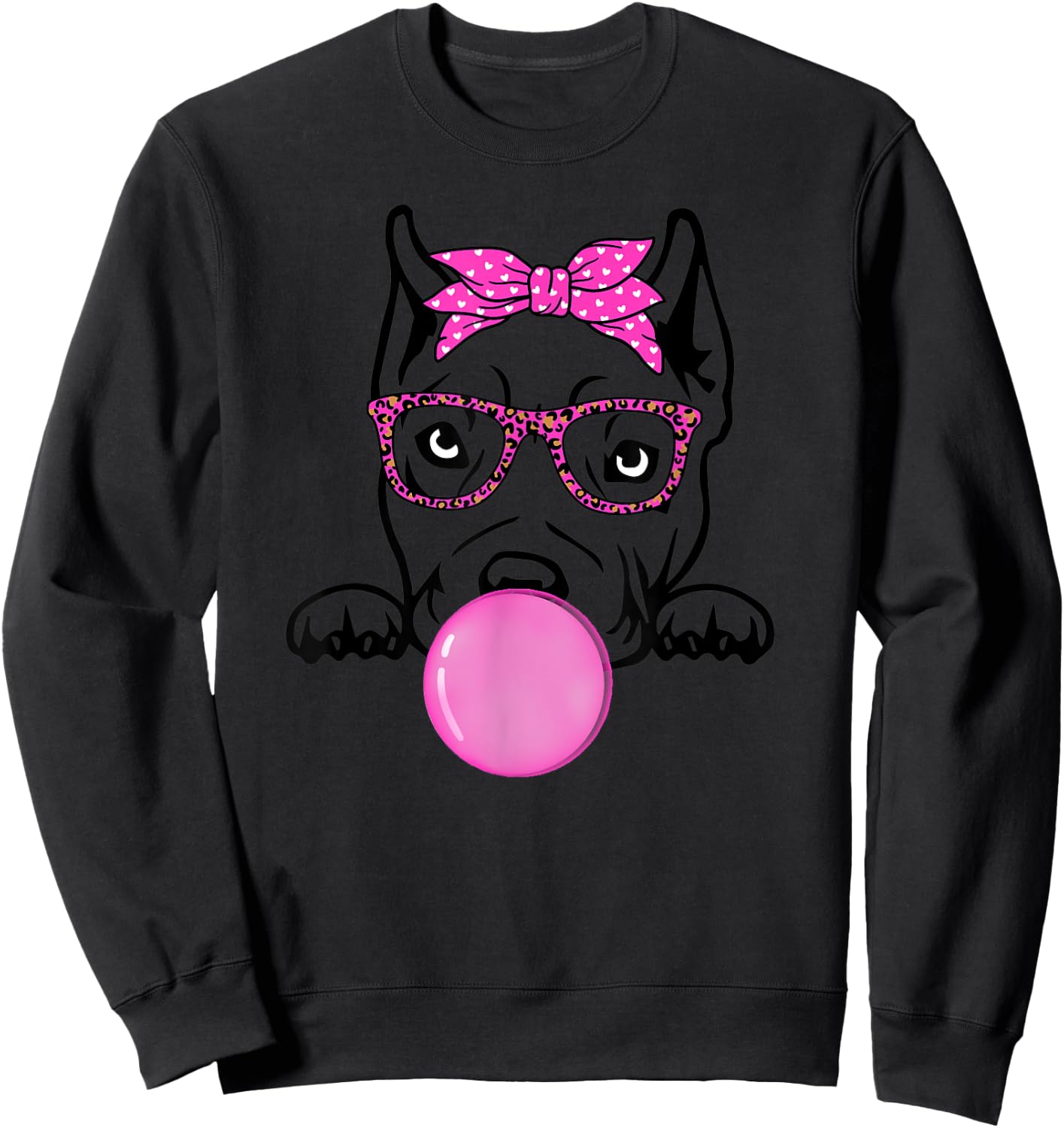 cute American Bully bubble gum bandana glasses Bully dog Sweatshirt - Sweatshirt | Black