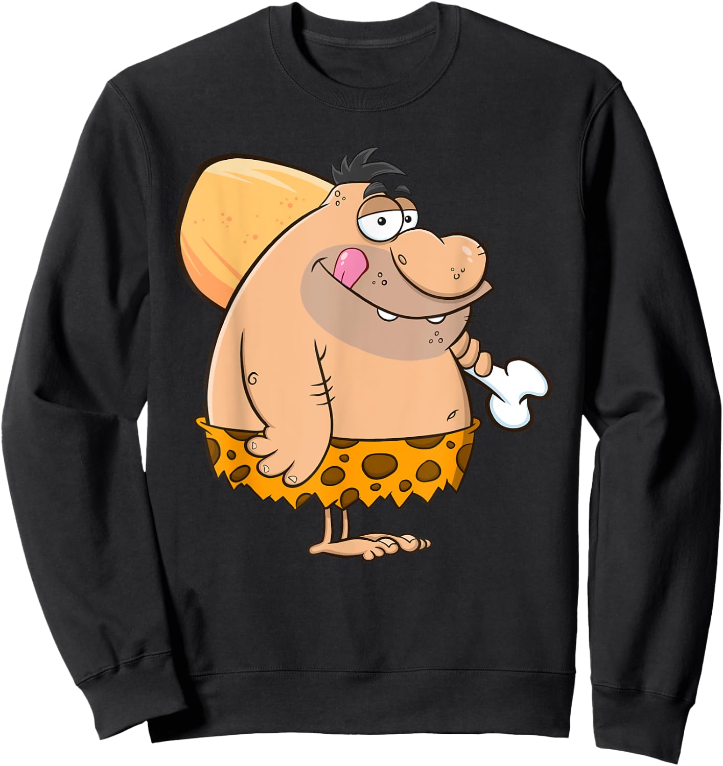 Funny Caveman Graphic Gift Adult Men Women Kids Boys Girls Sweatshirt - Sweatshirt | Black