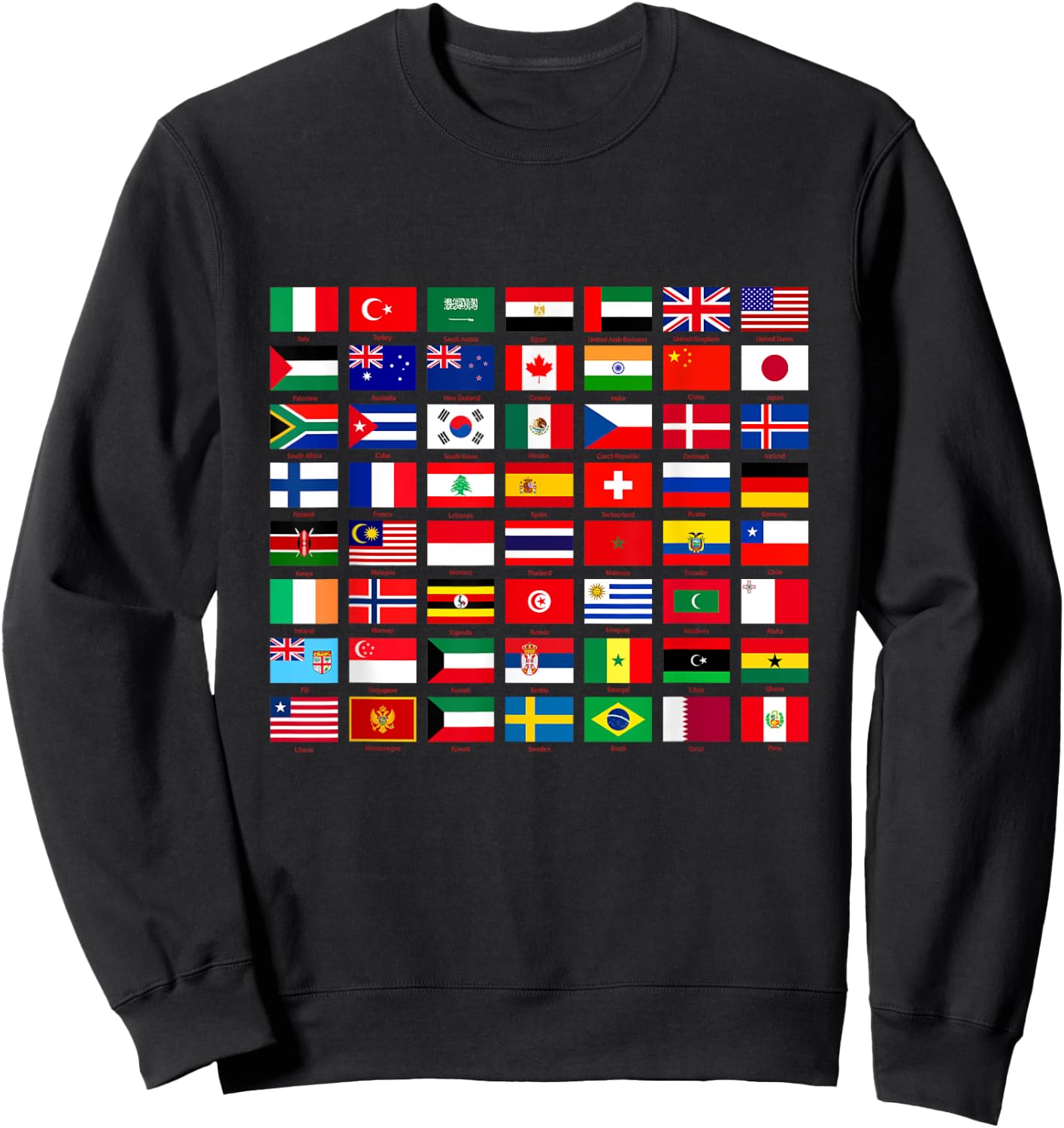 Flags of the Countries of the World Graphic Cool Designs Sweatshirt - Sweatshirt | Black
