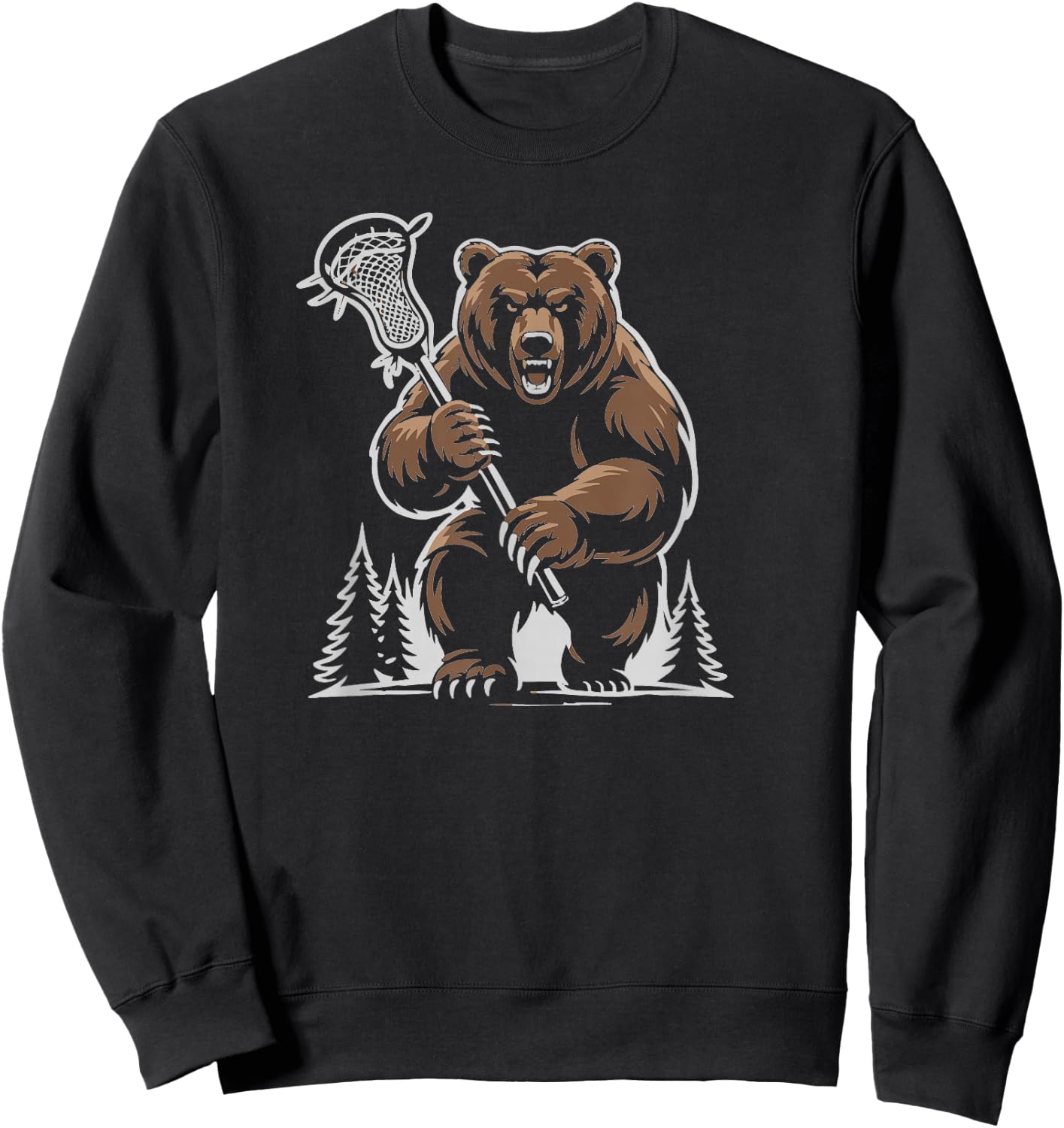 Bears Lacrosse Vintage Lax Mascot Team Lax Stick Sweatshirt - Sweatshirt | Black