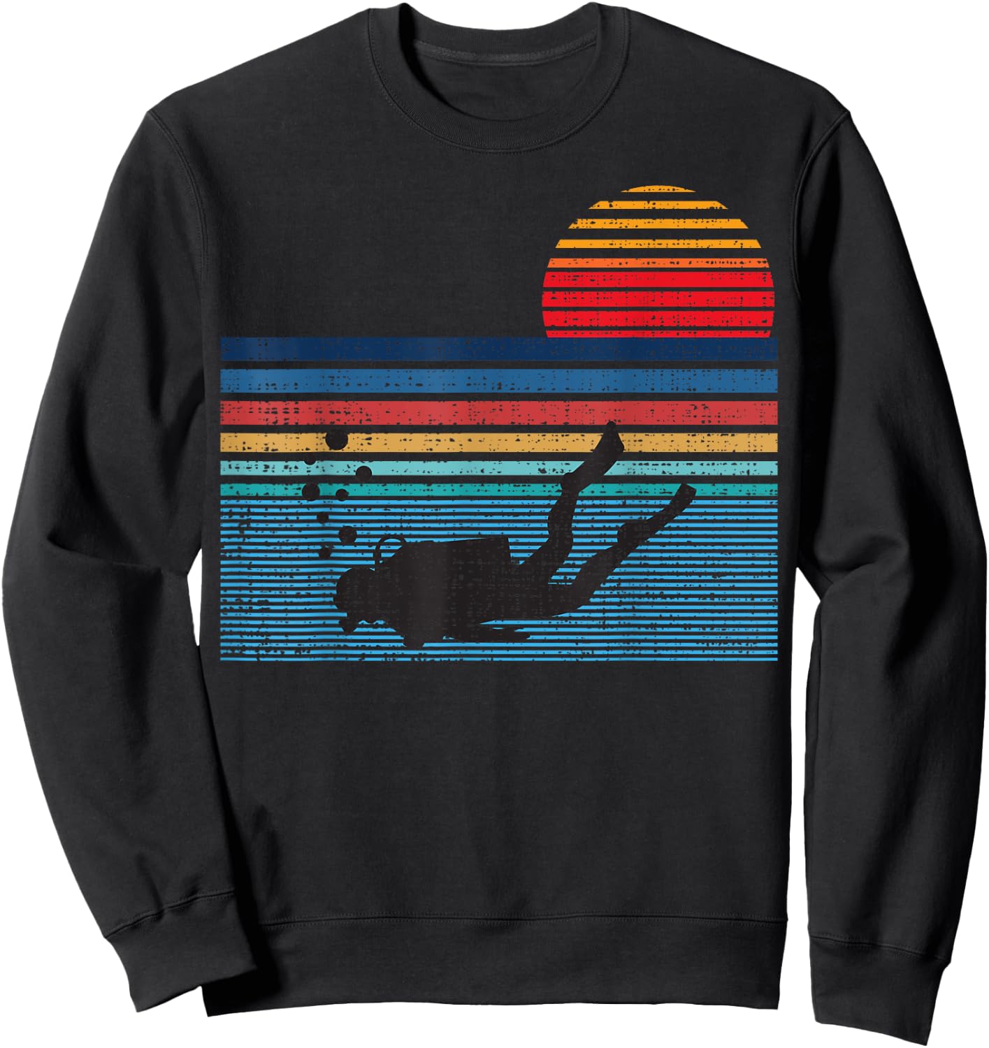 Vintage Retro Scuba Diving 80s Scuba Diver Shirt Sweatshirt - Sweatshirt | Black